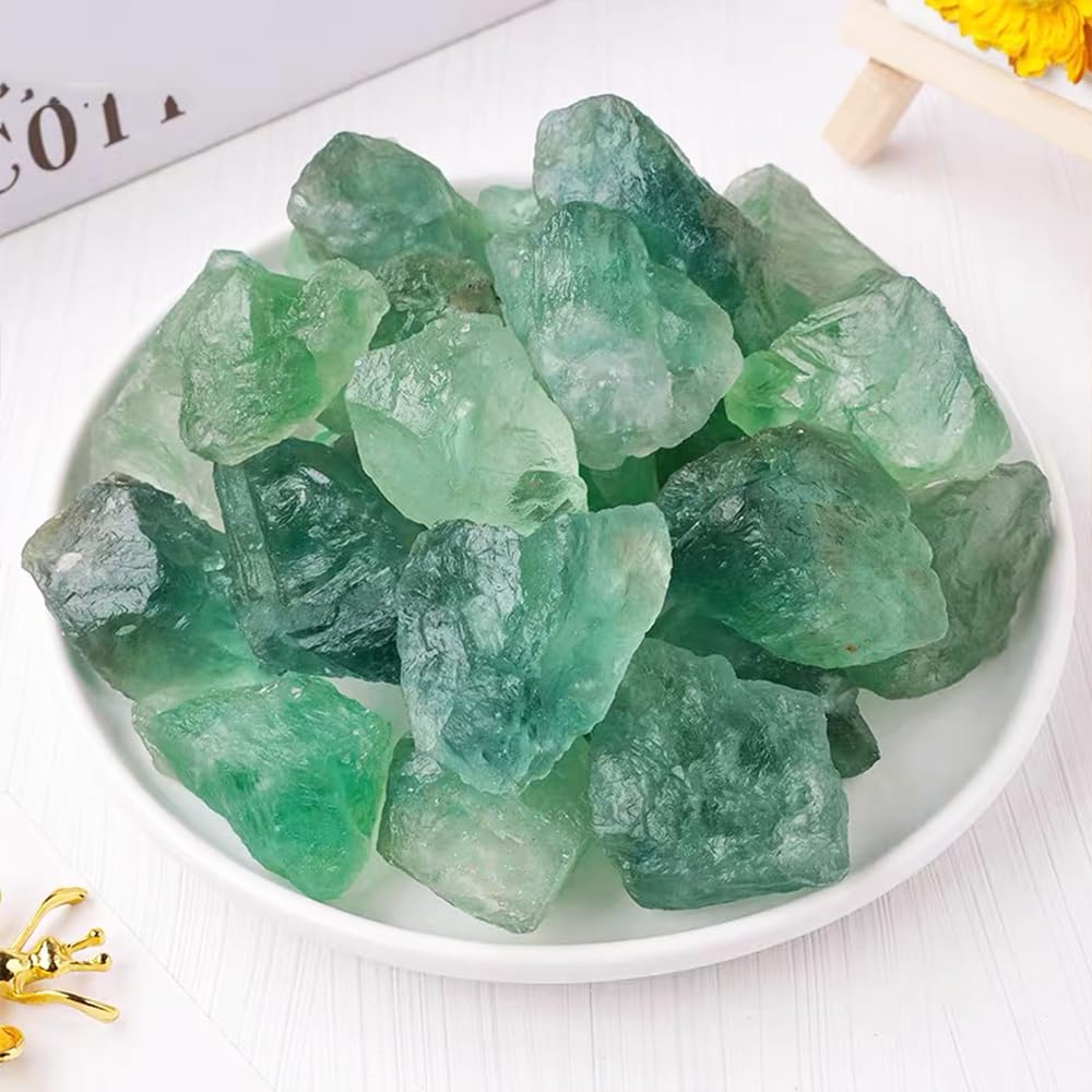 2PCS Natural Raw Stone Healing Crystals Bulk, Gemstones for Reiki, Meditation, Home Decor, Garden Fountain Rocks (Green Fluorite)