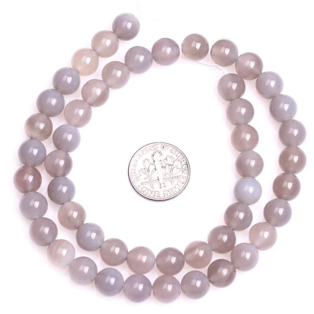6mm Natural Gray Agate Beads Round Gemstone Loose Beads for Jewelry Making (60-62pcs/strand)
