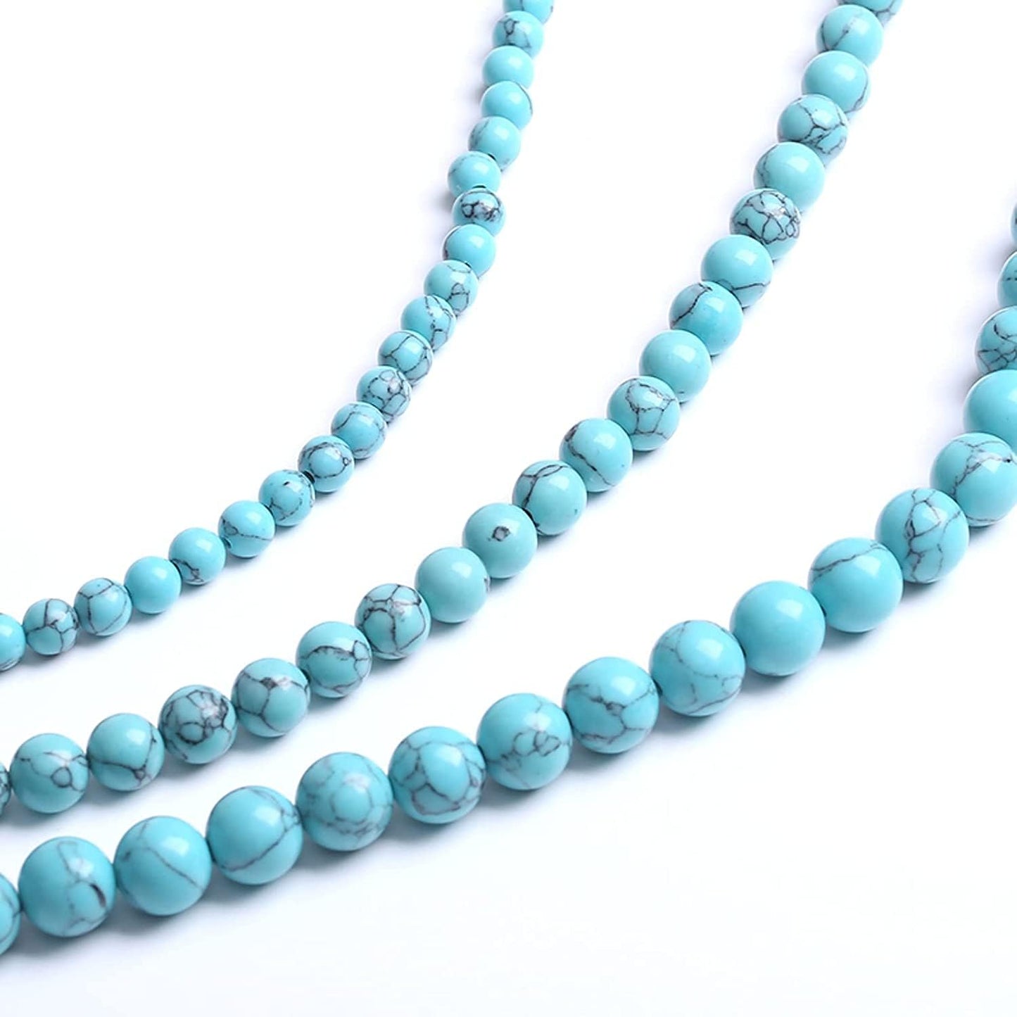 90PCS 4MM Blue Howlite Turquoises Stone Beads Natural Gemstone Bead Crystal Healing Energy Jewelry Making DIY 15 inches