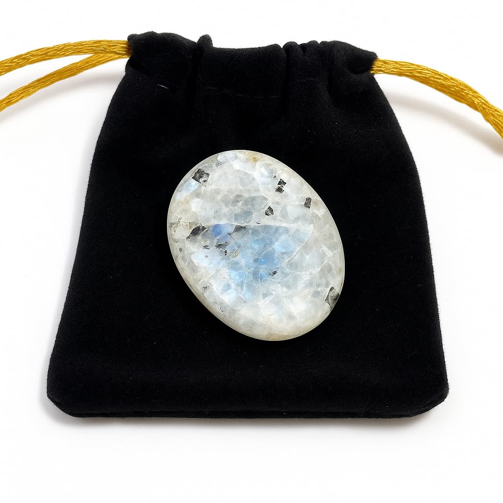 Wholesalegemshop Rainbow Moonstone Thumb Worry Stones Metaphysical Gemstone Crystal Healing Reiki Men Women Gift FENG Shui Positive Energy Love Wellness Palm Stones Wicca Powerful