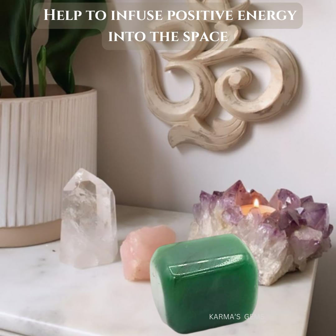 Karma Gems Green Jade Tumbled Stones Natural Crystal Kit for Reiki Healing Crystal Polished, Tumble Stones, Chakra Balancing, Reiki Gift, Home Decor (15-25 MM)