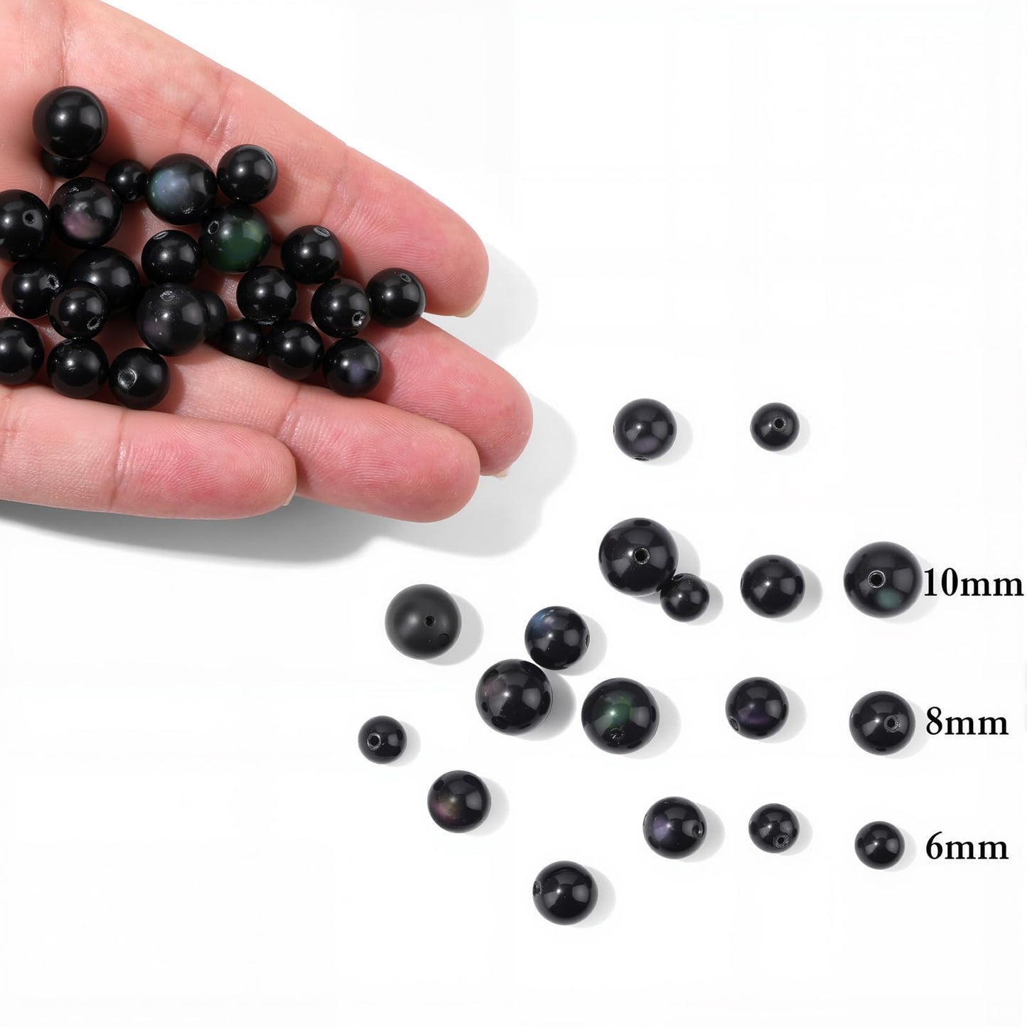 40pcs 10mm Natural Obsidian Gemstone Beads Healing Crystal Round Loose Stone Beads for Jewelry Making, Crystal Stone Beads for Bracelets Necklace Earrings Making