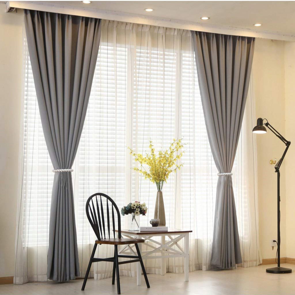 Hiastra Curtain Tiebacks Ropes, 2pcs Decorative Handmade Tie Backs Curtain Holdbacks Holders Cord for Window Sheer Drapes Indoor Outdoor, Grey