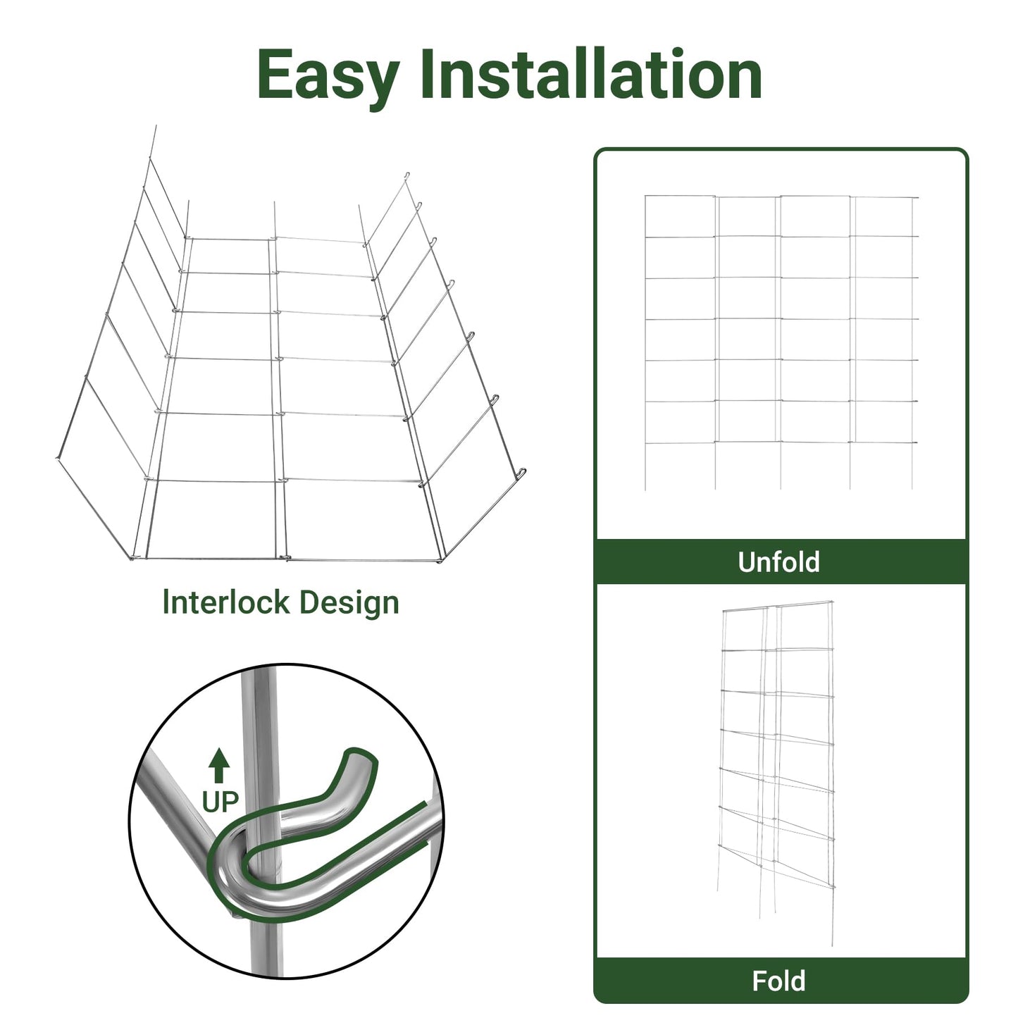 Toriexon Metal Foldable Tomato Cages 13" x 56", Square Tomato Cages Plant Support for Vegetable Garden, Heavy Duty Tall Tomato Cages for Beans, Tomatos, Cucumbers - 5 Pack