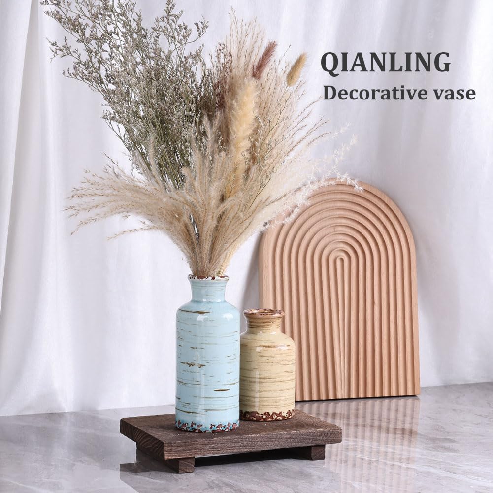 Ceramic Vase Set - 3 Small Flower Vases Home Decor, Modern Rustic Farmhouse Pottery Vases for Centerpieces, Living Room, Kitchen, Shelf, Bedroom, Bathroom, Fireplace, Table Shelf and Entryway Decor