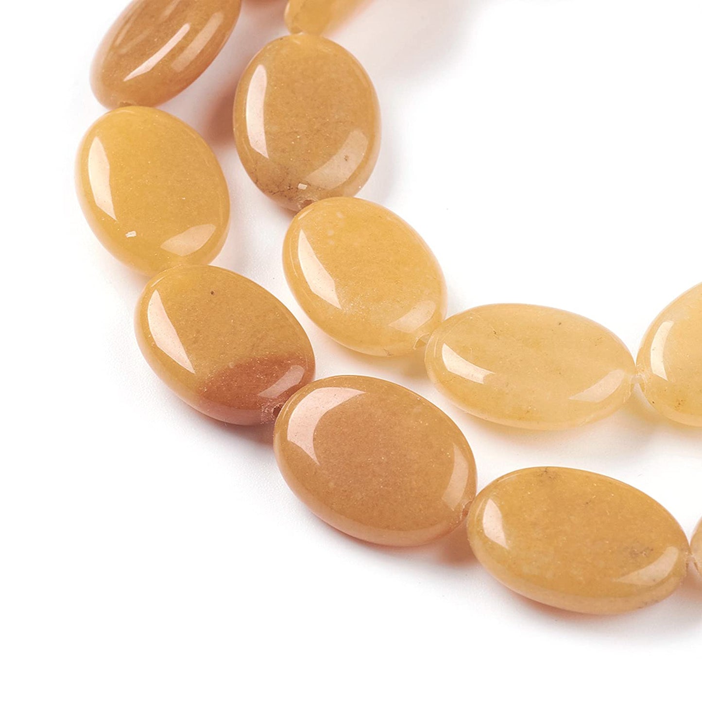 Fashewelry 20pcs Natural Topaz Jadehyst Gemstone Beads Flat Oval Healing Crystal Loose Stone Beads 18x13mm for Jewelry Necklace Bracelet Earring Craft, 15.7 Inch
