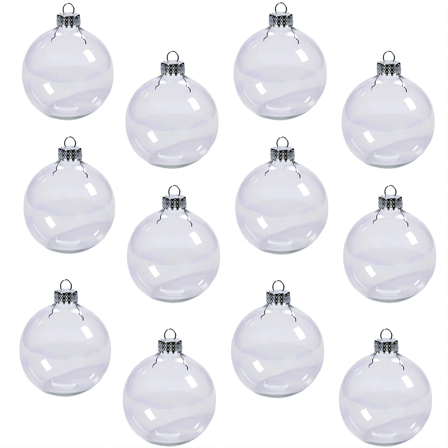 12 Pcs Clear Plastic Fillable Ornament Balls,2.36Inch Christmas DIY Baubles for Christmas, Halloween, Birthday, Wedding Decor, DIY Crafts Decorations (60 mm)