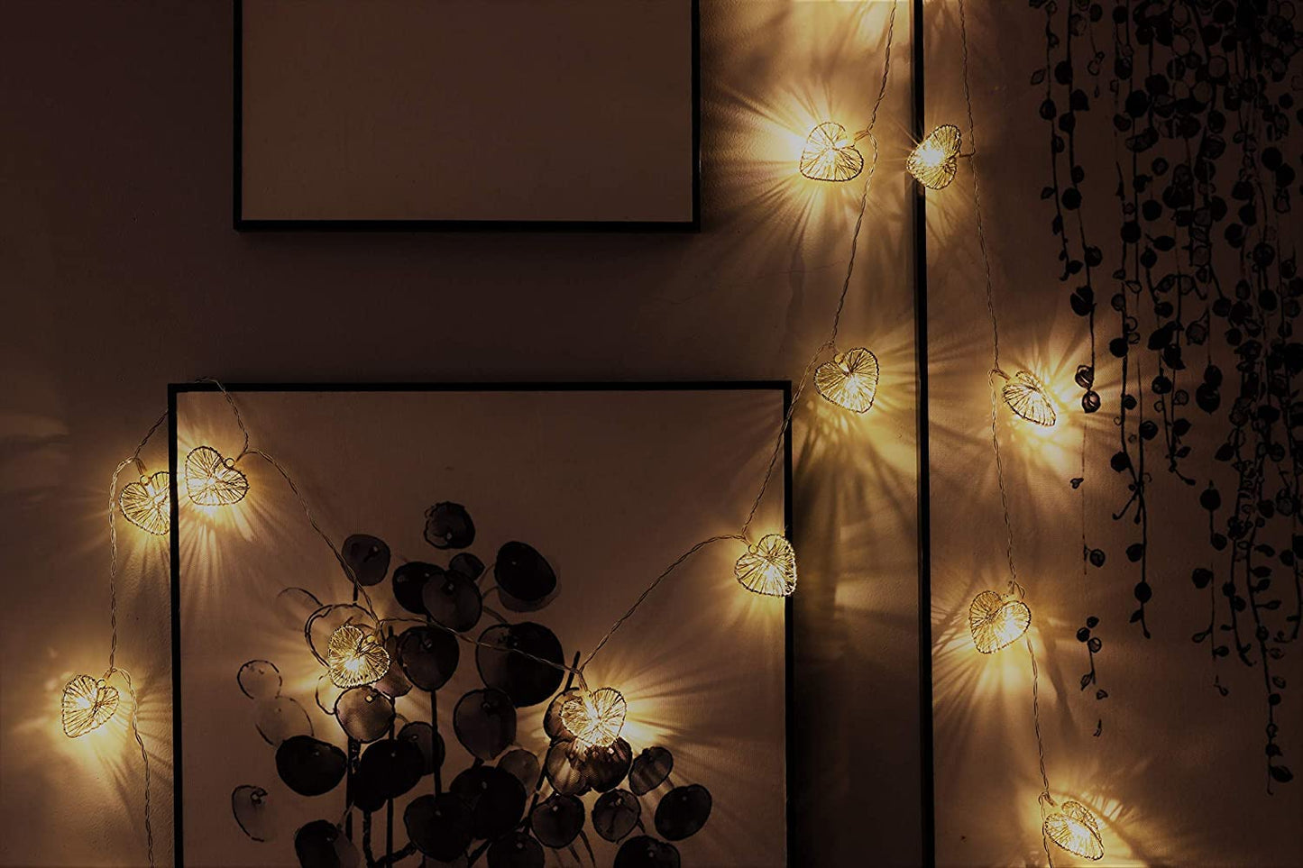 Cobus CozyHome Heart String Lights – 23 FT & 20 Warm White LEDs | Indoor | Christmas Fairy Lights Engagement Wedding Decoration Table Decoration Fairy Lights