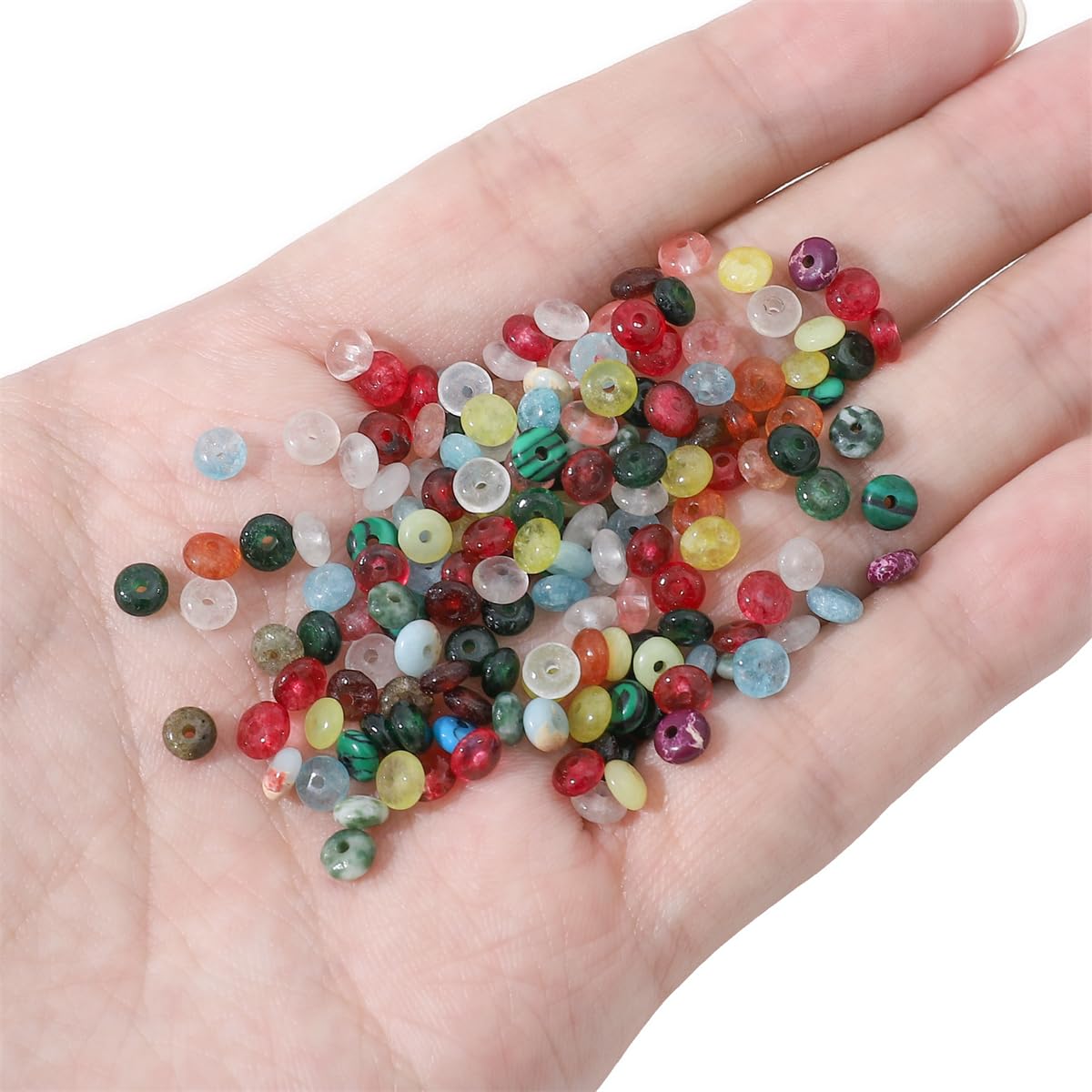 BEADIA Natural Mix Colored Disk Stone Beads 4x2mm 160pcs Rondelle Loose Semi Gemstone Beads for Jewelry Making Design