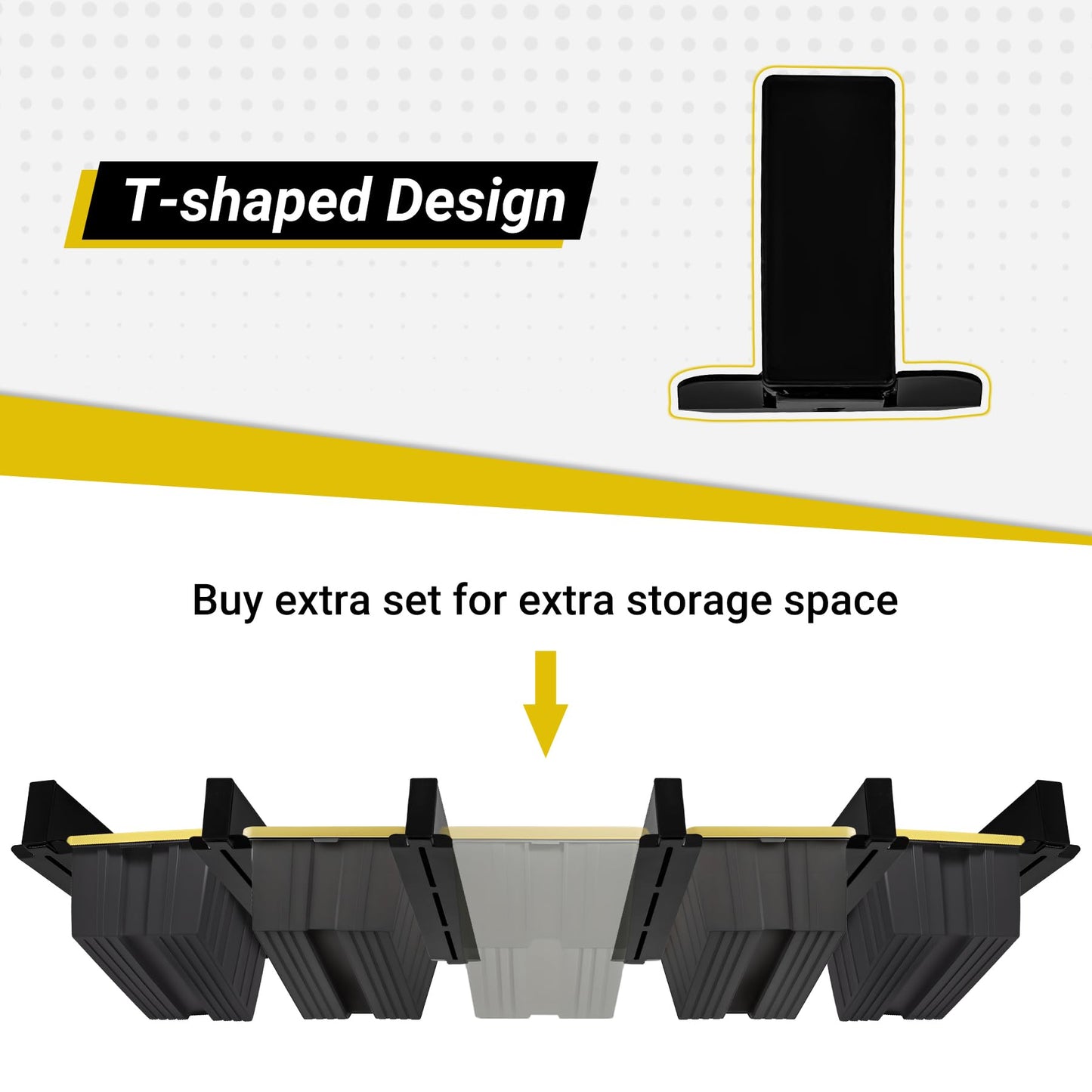 Eastrexon 5-bin Overhead Garage Storage Rack, Heavy Duty Ceiling Storage Racks, Powder Coated Tote Storage Rack for Garages, Sheds, Storerooms (6 PCS, for 5 Bins)