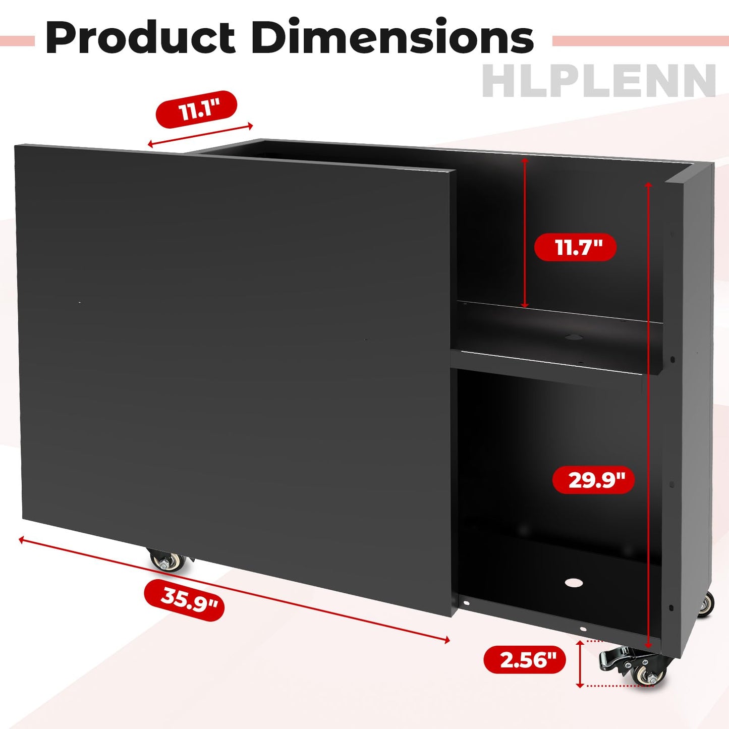 Hlplenn Tall Rectangular Metal Planter Box（36''L x 11''W x 30''H） with Wheels, Large Outdoor Rolling Planter for Patio & Garden, Modern Black Steel Planter Boxes Outdoor with Locking Casters