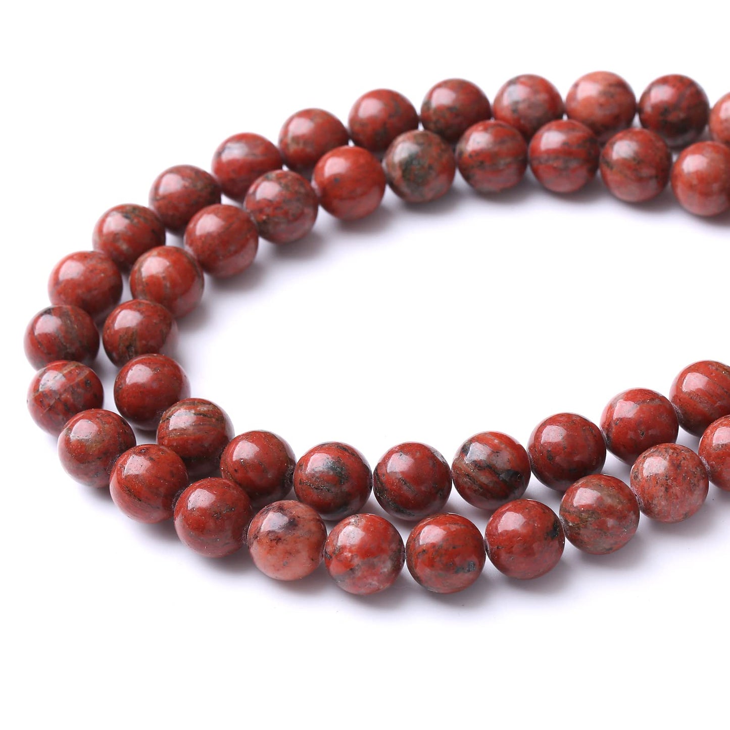 60PCS 6MM Natural Red Seasame Jasper Stone Beads Energy Healing Beads for DIY Jewelry Bracelet Necklace Making for Jewelry Making 15Inch