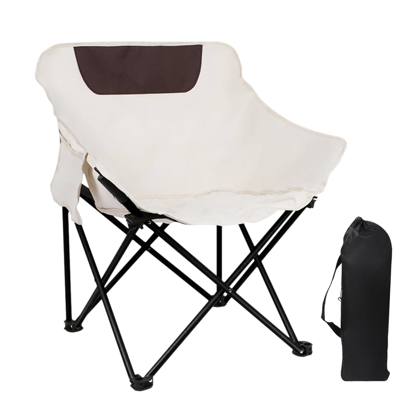 COSY105C Outdoor Folding Moon Chair Portable Camping Chair Leisure Back Chair Picnic Fishing Chair Super Load-Bearing and Easy to Store (White)