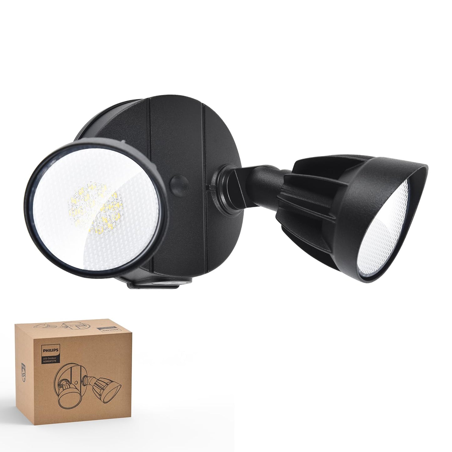 Philips 44W 3500LM ‌LED Security Flood Light‌ ‌Outdoor‌，Switch Controlled Aluminum ‌Security Light‌, 2 Adjustable Heads，5000K Daylight，Wet Location for Patio, Garden, Yard Lights