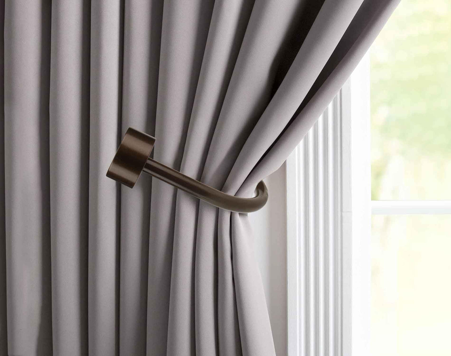 KAMANINA Curtain Holdbacks for Wall, Bronze Curtain Tiebacks Wall Mounted, Curtain Hooks Holders for Drapes, Modern Cap Finials (2 Pack)