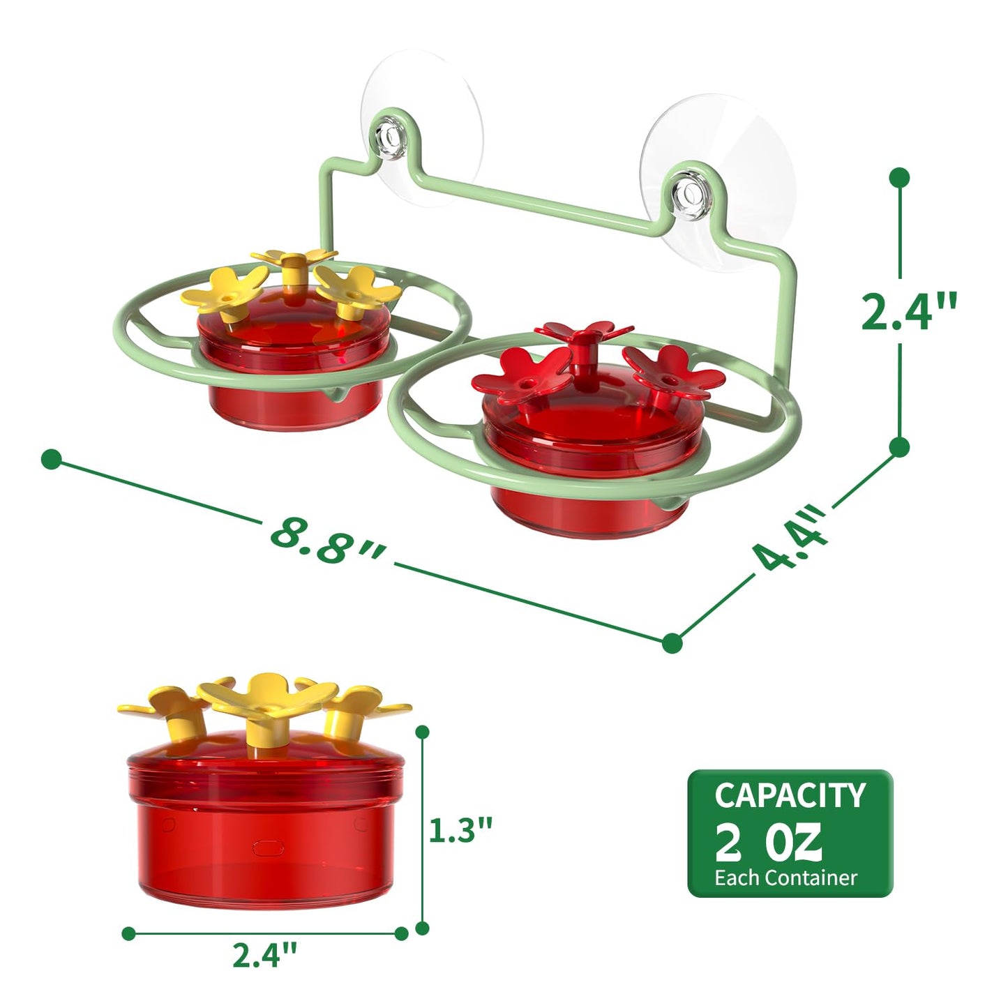 Dreamdrawer Window Hummingbird Feeder, Small Hummingbird Feeder for Outdoors with Strong Suction Cup - Metal Base & 6 Feeding Ports, Easy to Clean and Refill