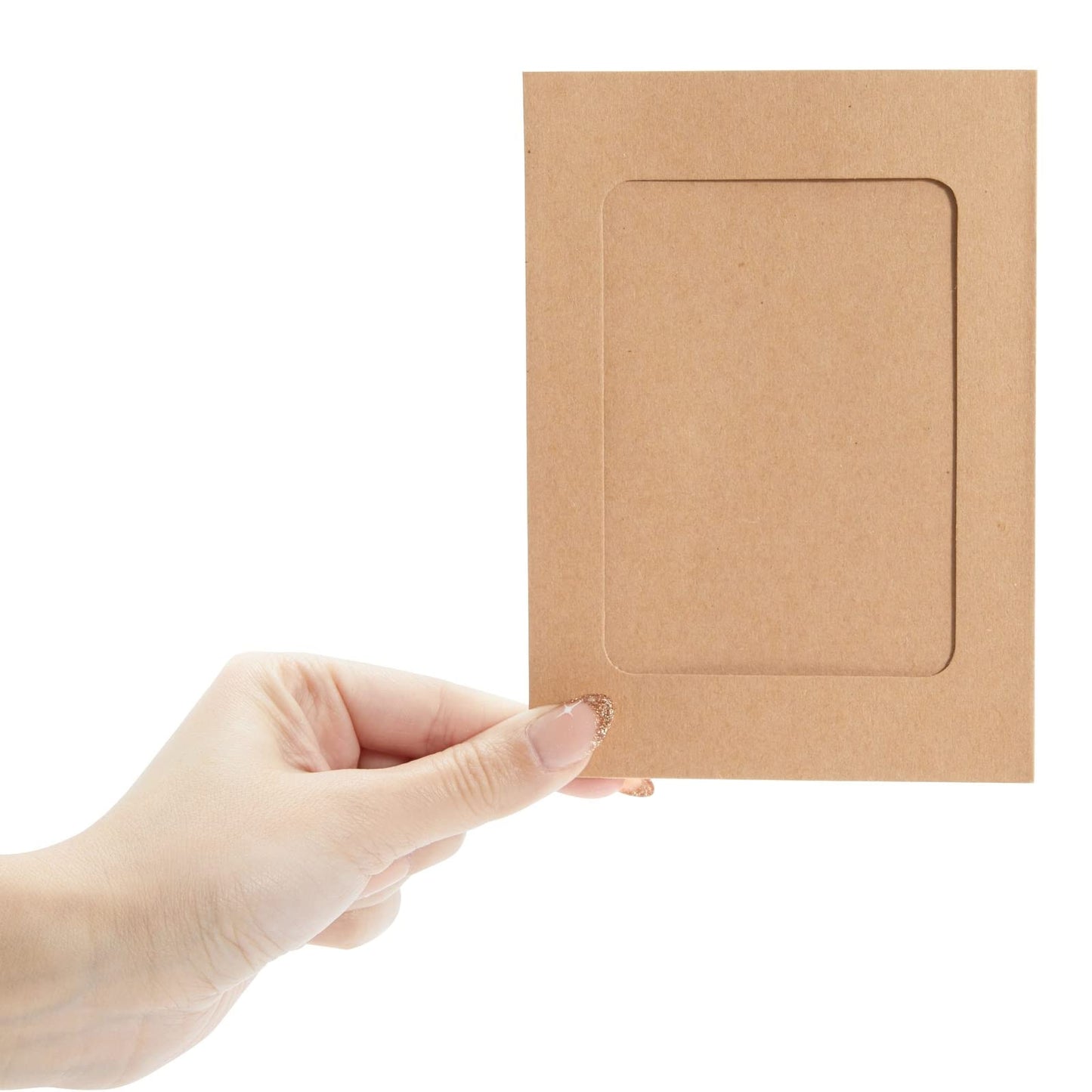 Juvale Paper Photo Frames Hanging Kit - 4x6, Brown, 50 Pack, Rustic Eclectic - Bulk Picture Frames & Photo String with Clips