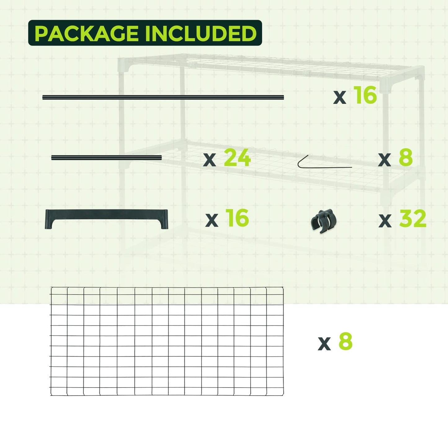 EAGLE PEAK Greenhouse Shelving Staging Double 4 Tier, Outdoor/Indoor Plant Shelves, 35"x12"x42", Green