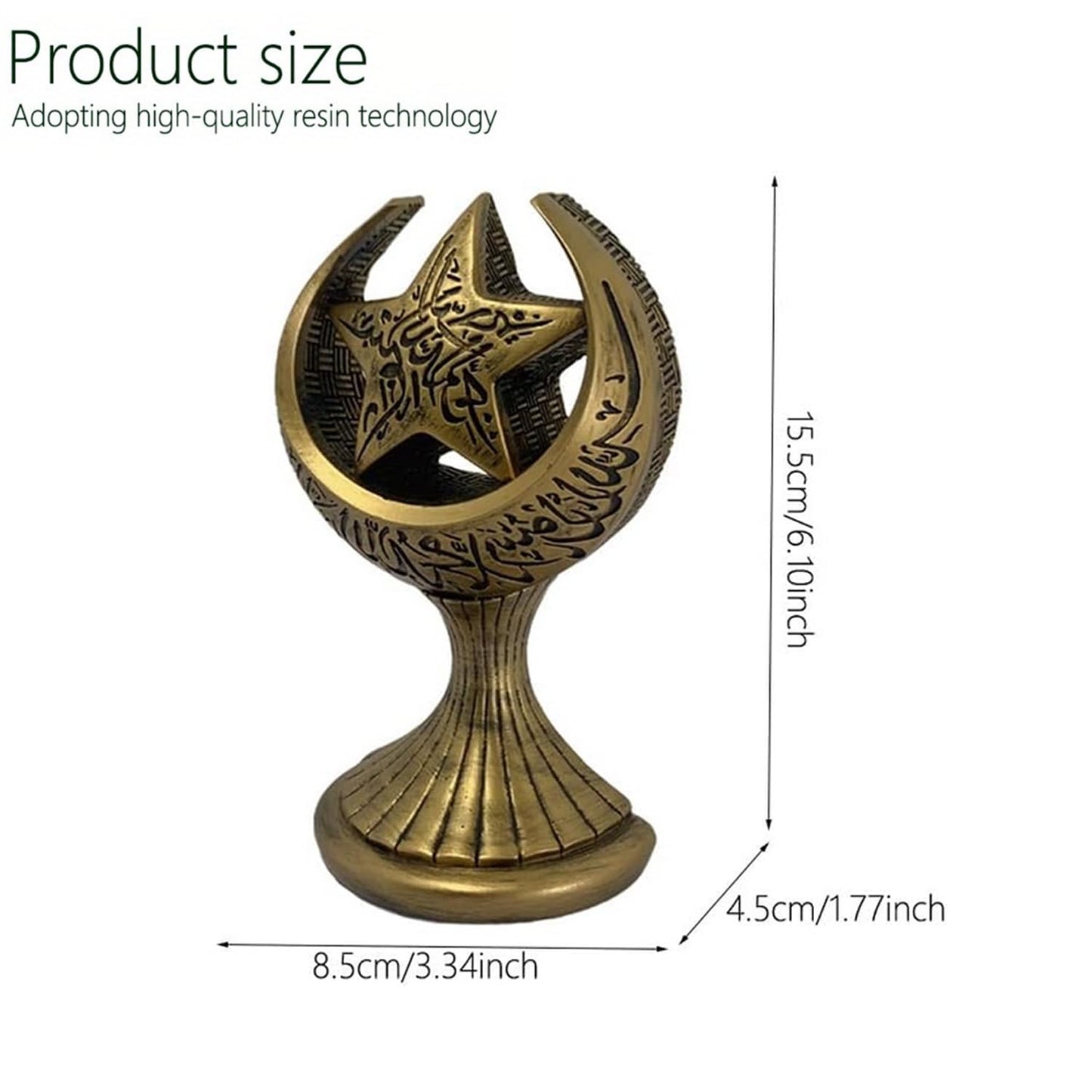 Mingzhang Ramadan Decorations for Home, Islamic Crescent Moon Star Statue, Eid Mubarak Table Centerpiece, Gold Ramadan Decor Ornament Gift