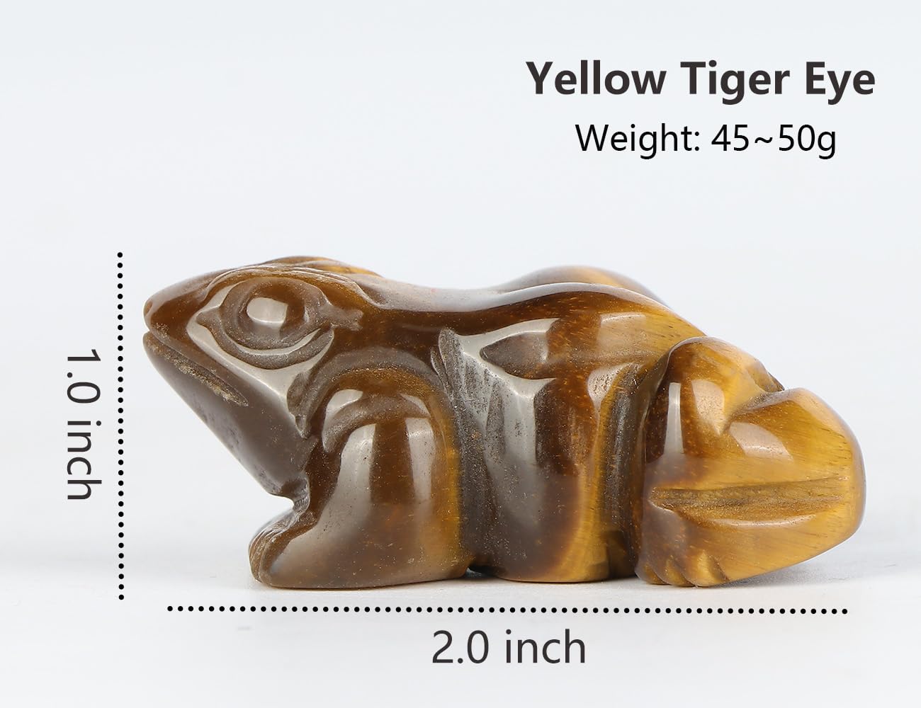 SMQ 2 Inch Crystal Frog - Natural Yellow Tiger Eye Figurine, Hand Carved Statue Decor, Healing Stone Animal With Gift Box
