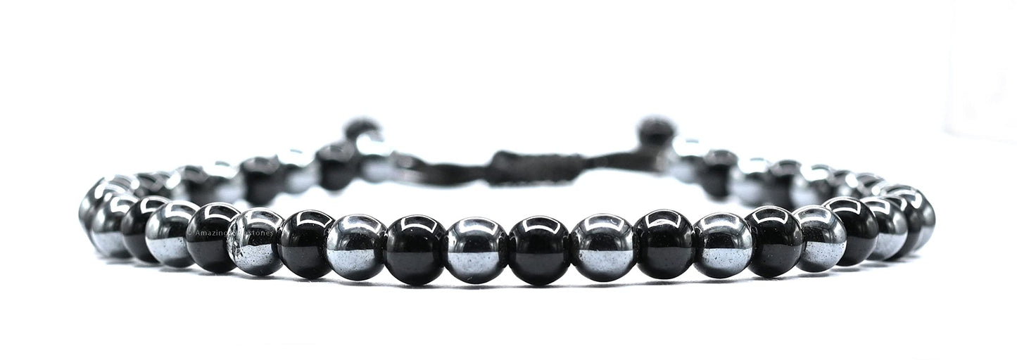 Amazing Gemstone Hematite Black Obsidian Anklet - Anti Swellig Ankle Bracelet, Weight Loss Aid Ankle Bracelet for Men Women