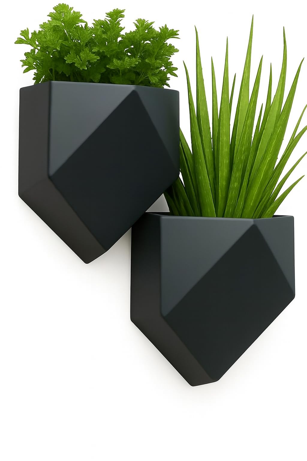 Trius Wholesale Collective Vertical Garden Wall Planters – 2-Pack Modern Matte Black Geometric Pots for Indoor Plants, Wall Vase, Indoor and Outdoor Use 6"