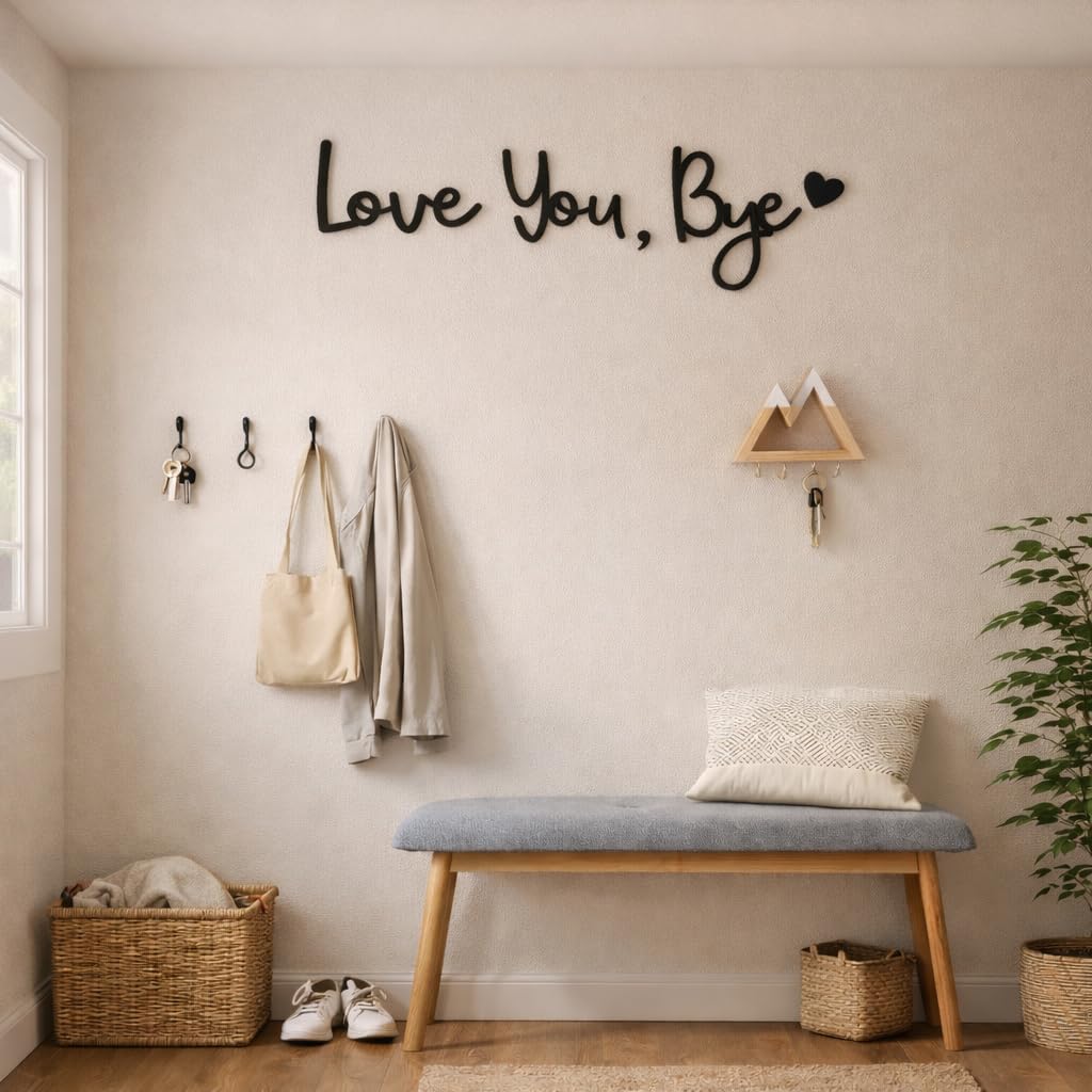 Wooden Love You Bye Sign Home Decor - Boho Farmhouse Wall Art Decor for Stylish Living Room, Hallway Entryway, Wall Decor Door Sign Gift Family Lovers