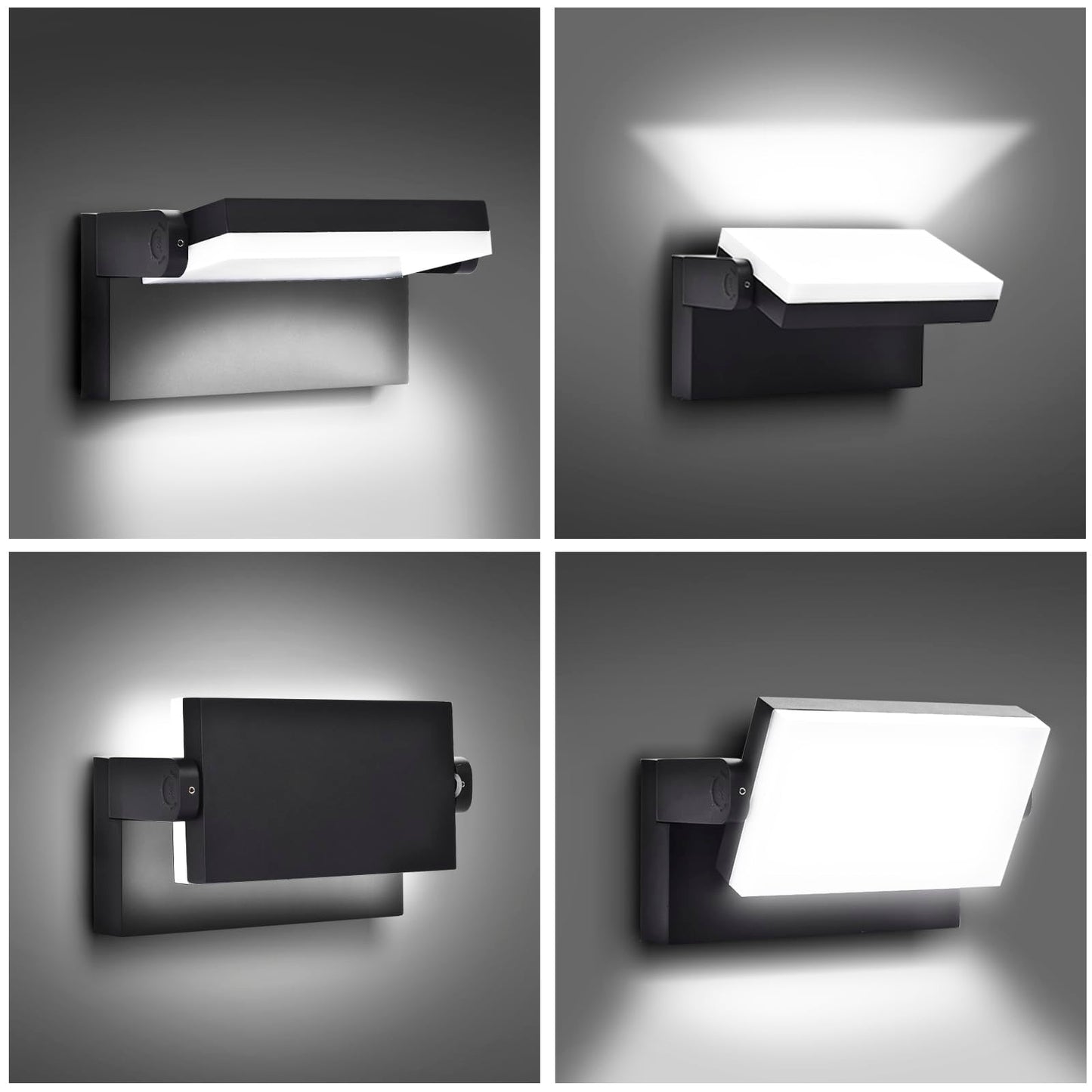 rosykite 3CCT LED Outdoor Wall Lights, 4800LM, 360° Adjustable, 3 Color Modes, IP66 Waterproof, Security Wall Pack Flood Lights for Garage, Porch, Patio, Black