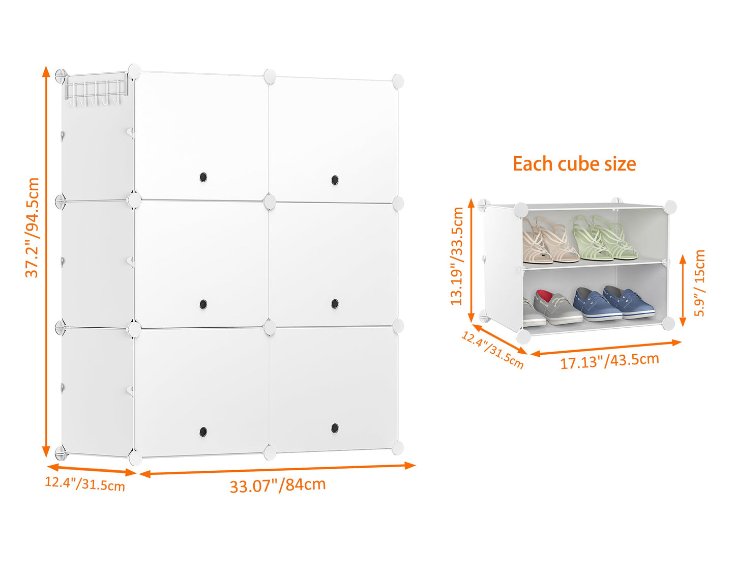 HOMIDEC Shoe Rack, 6 Tier Shoe Storage Cabinet 24 Pair Plastic Shoe Shelves Organizer for Closet Hallway Bedroom Entryway