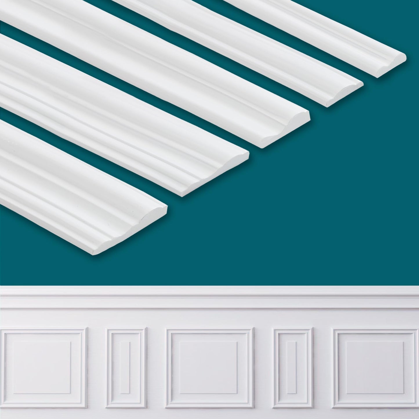Coengwui Peel and Stick Wall Molding Trim, Lightweight Chair Rail Wainscoting Panel, Finish Strip for Home Decoration (9.8ft x 0.79in)