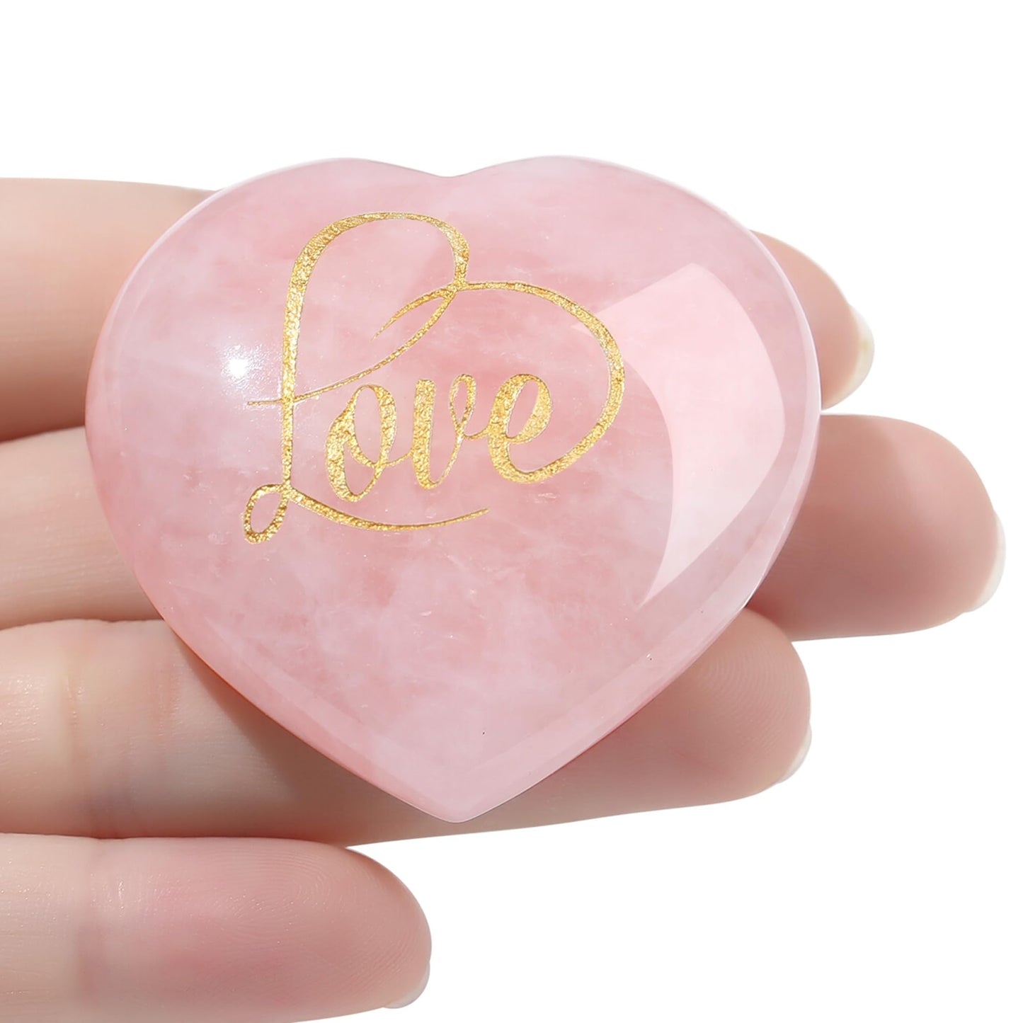 ZHIYUXI 45mm Rose Quartz Crystals Heart Shaped Rocks Pink Gems Heart Stones Rose Quartz Love Smooth Rocks Engraved Gemstone Pink Crystals Crystals Gifts Mothers Day Gifts Pink Gifts for Women