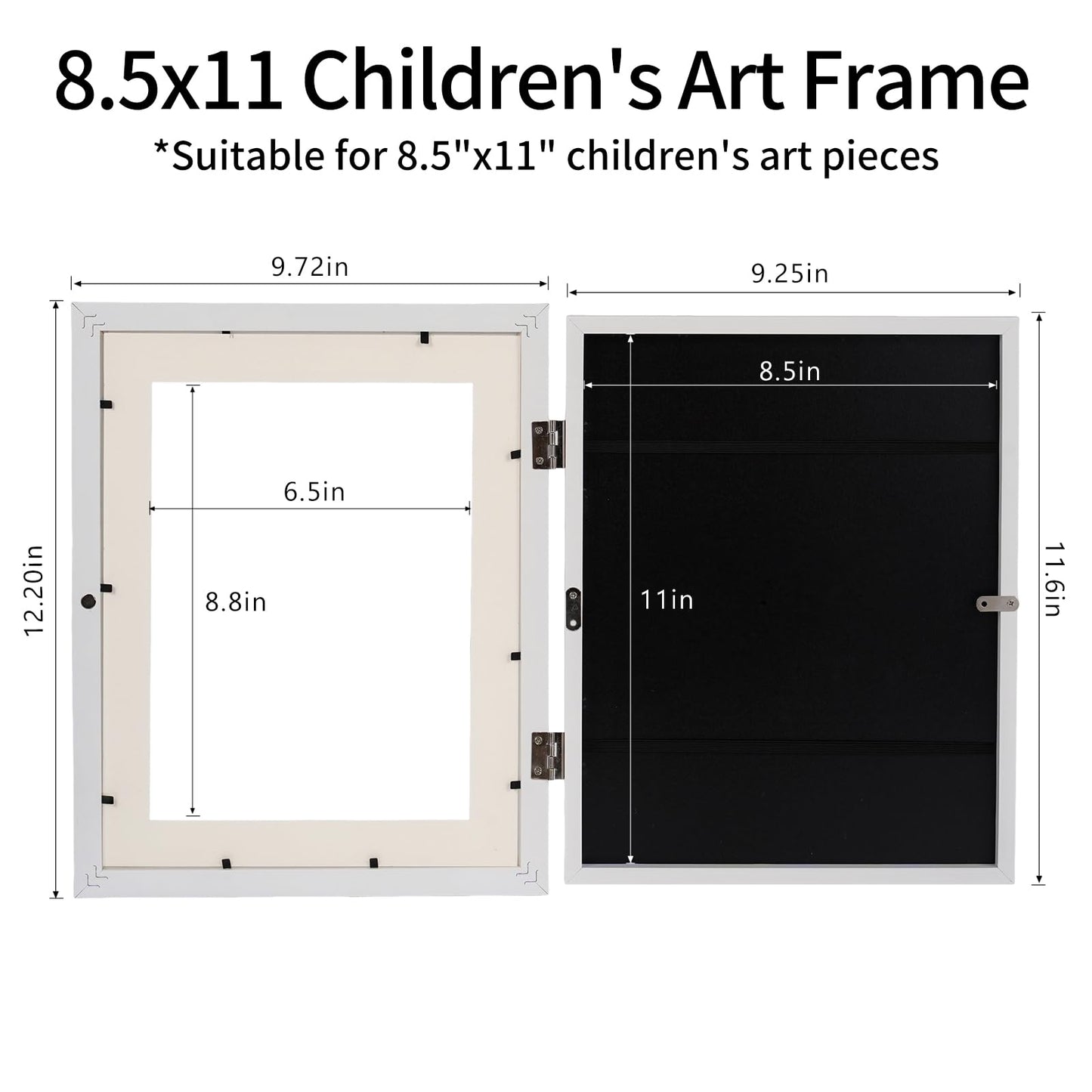 GiggleCraft Kids Art Frame 8.5 by 11 Picture Frame – 2-Pack Front Opening Framed Wall Art Pictures Wall Decor – Ready to Hang Kids Room Decor Ideal for Home, Classroom, Playroom - White