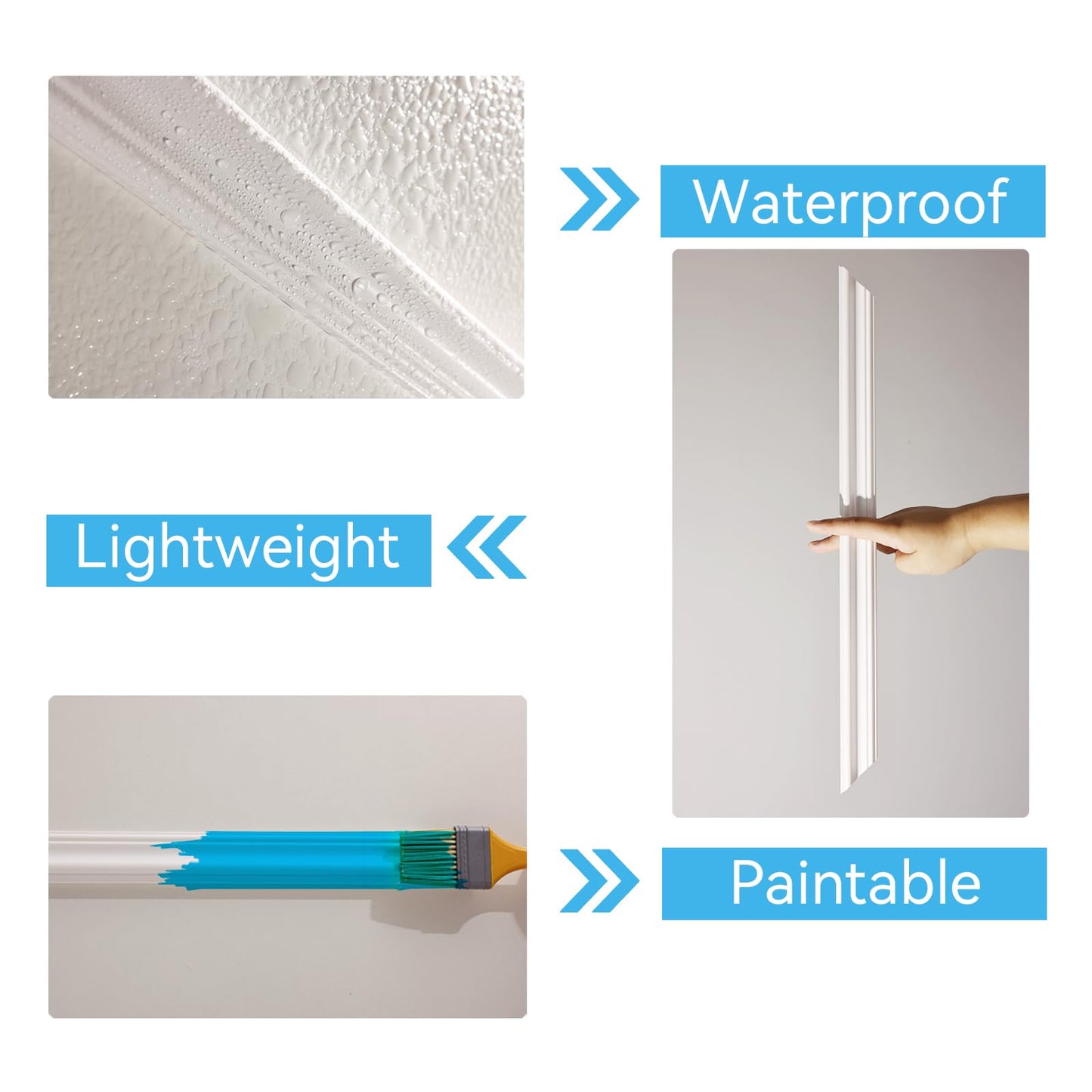 OUZUGIE 3 Set Wall Molding Kit with Flower Corner Pre-Cut Wainscoting Panels for Interior Wall Decor - Installed with Glue(Not Including) 3 Top 3 Bottom