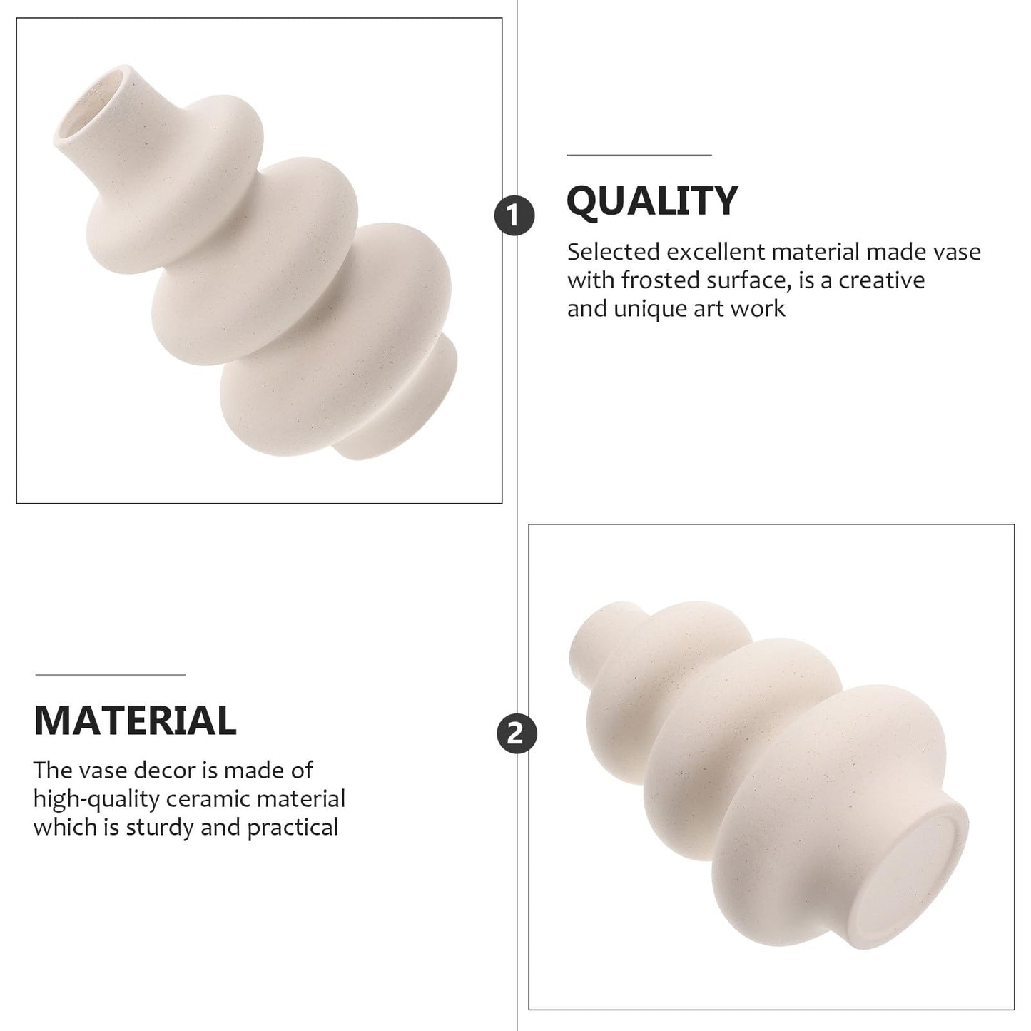 Beaupretty Matte Frosted Ceramic Geometric Flower Vase DIY Craft Decorative Floral Ornament Home Décor Accent for Living Room and Office