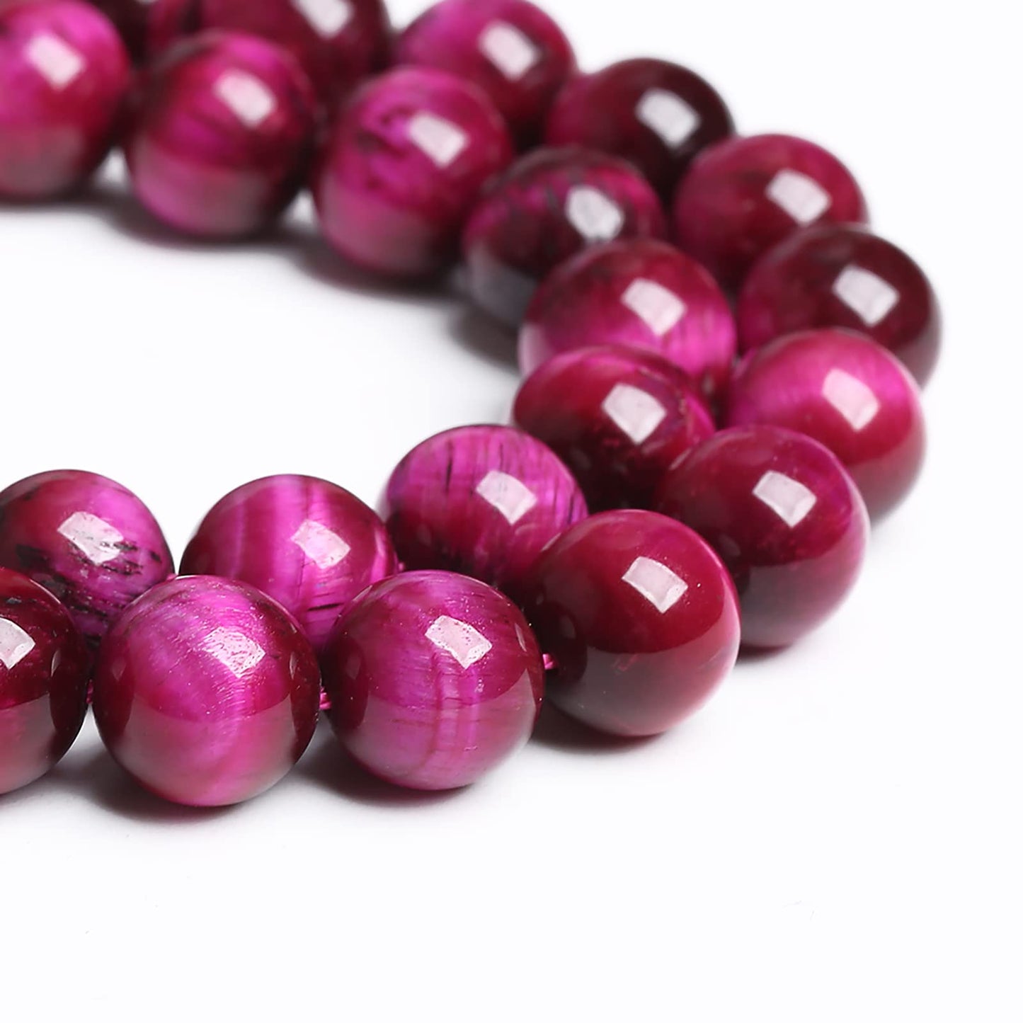 6mm 60PCS Natural Rose Pink Tiger Eye Stone Beads Crystal Spacer Round Loose Beads for Jewelry Making DIY Bracelet Accessories Strand 15 inches
