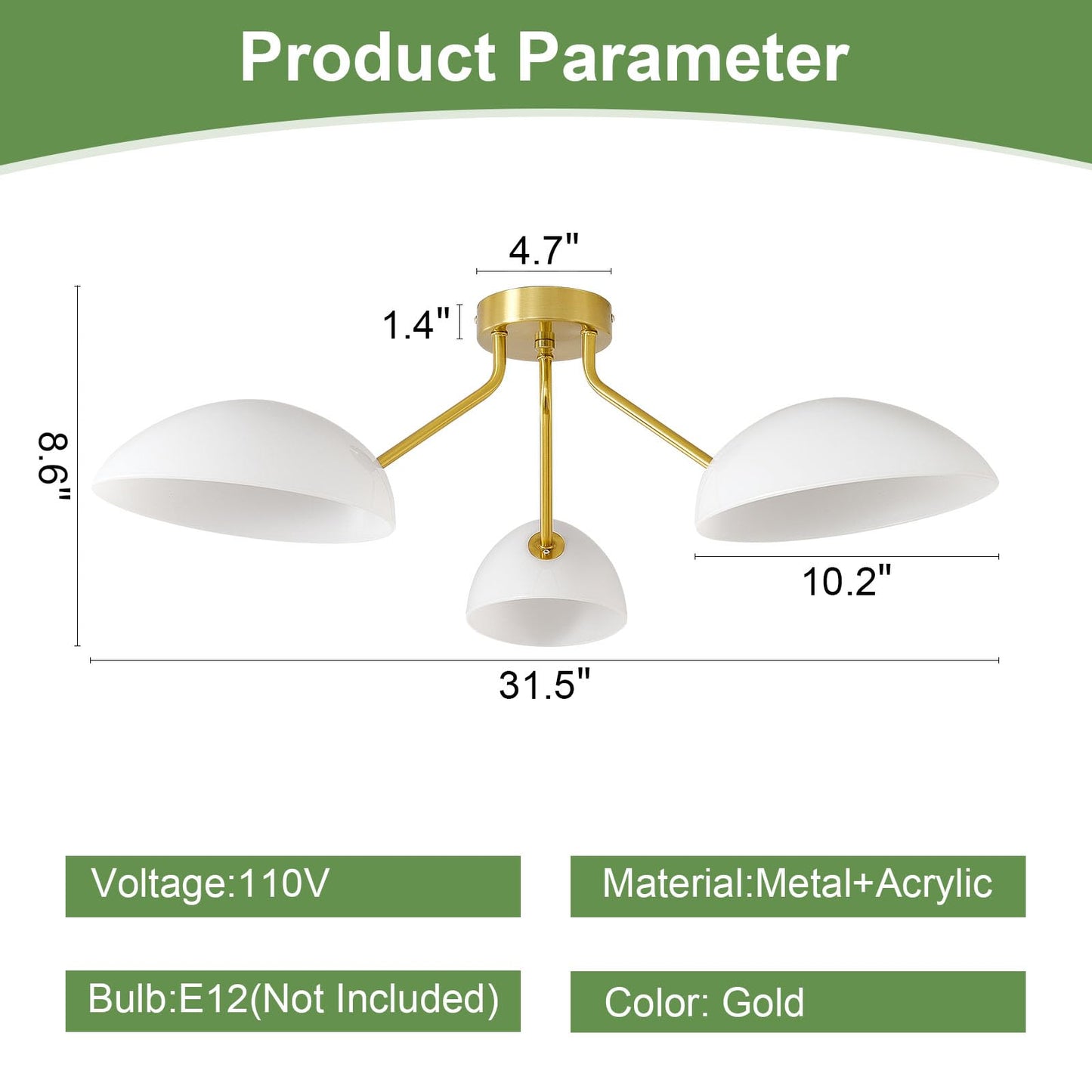 XIAOQIWU 31.5”Gold-Plated Modern Ceiling Light Chandelier Light Fixture for Bedroom and Living Room Ceiling - Adjustable Light and Color with Acrylic lampshade - Sputnik Ceiling Light