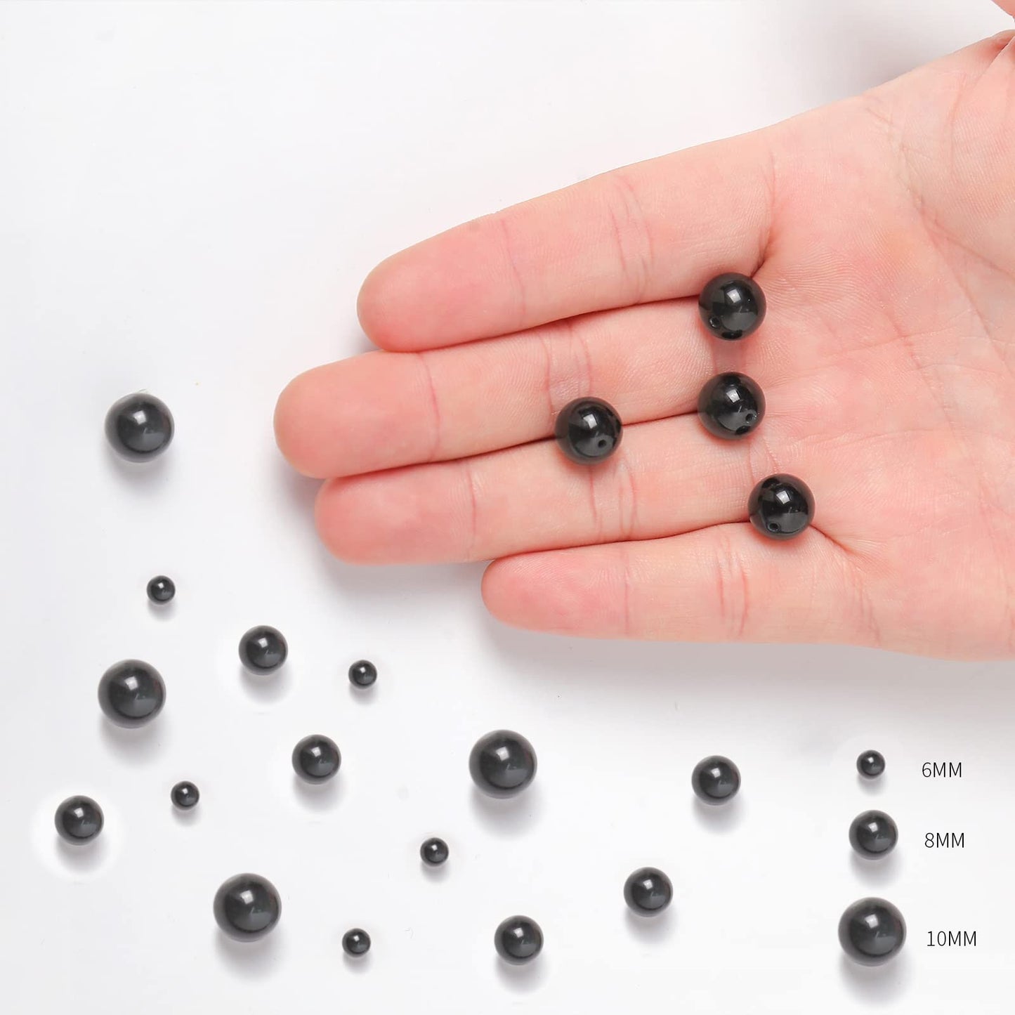 45pcs 8mm Natural Black Obsidian Gemstone Beads Energy Healing Crystal Round Loose Stone Beads for Jewelry Making, DIY Bracelets Necklaces