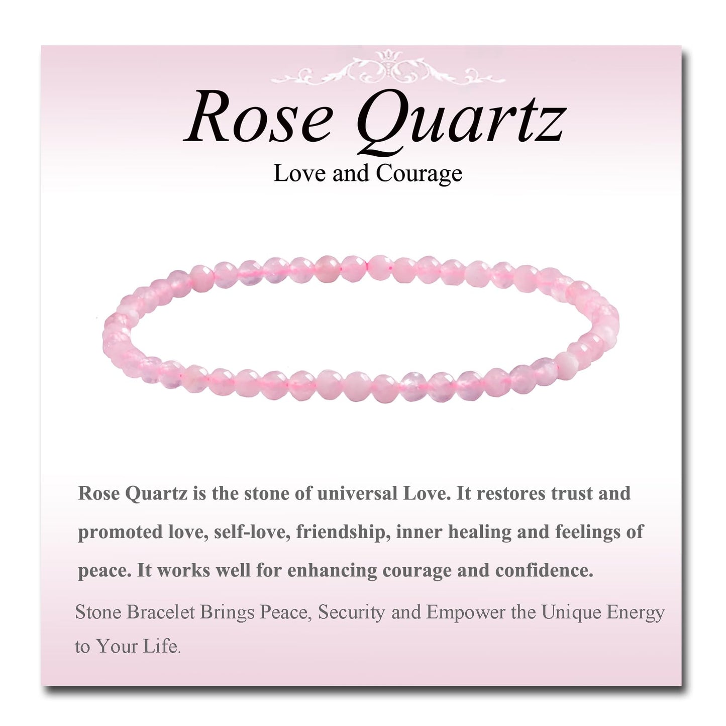 MASSIVE BEADS Natural Genuine Gemstone Beads Healing Crystal Chakra Reiki Jewelry Faceted Round Beads Bracelets (Rose Quartz, 3mm)