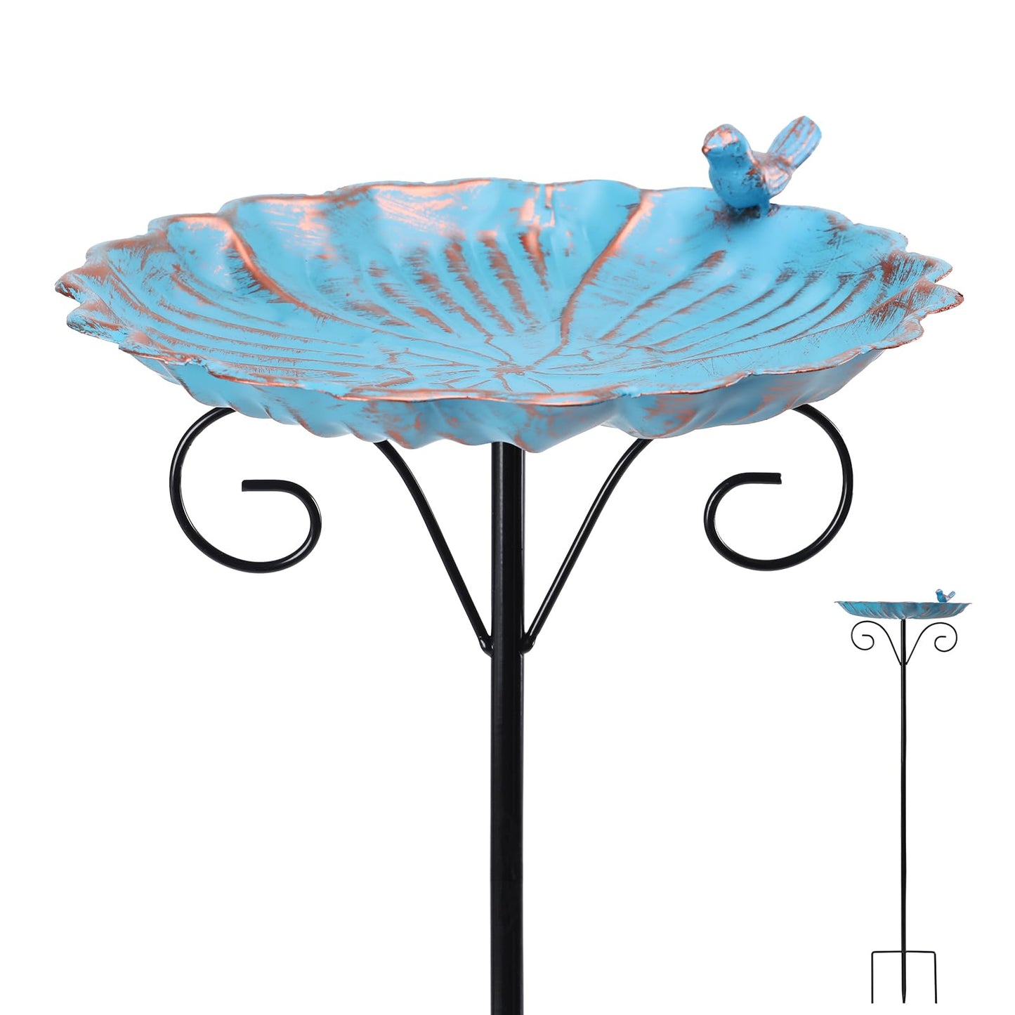 VCUTEKA Bird Baths for Outdoor, Metal Garden BirdBath with Bird Statue and Detachable Bird Bath Bowl for Yard Patio Lawn Decor
