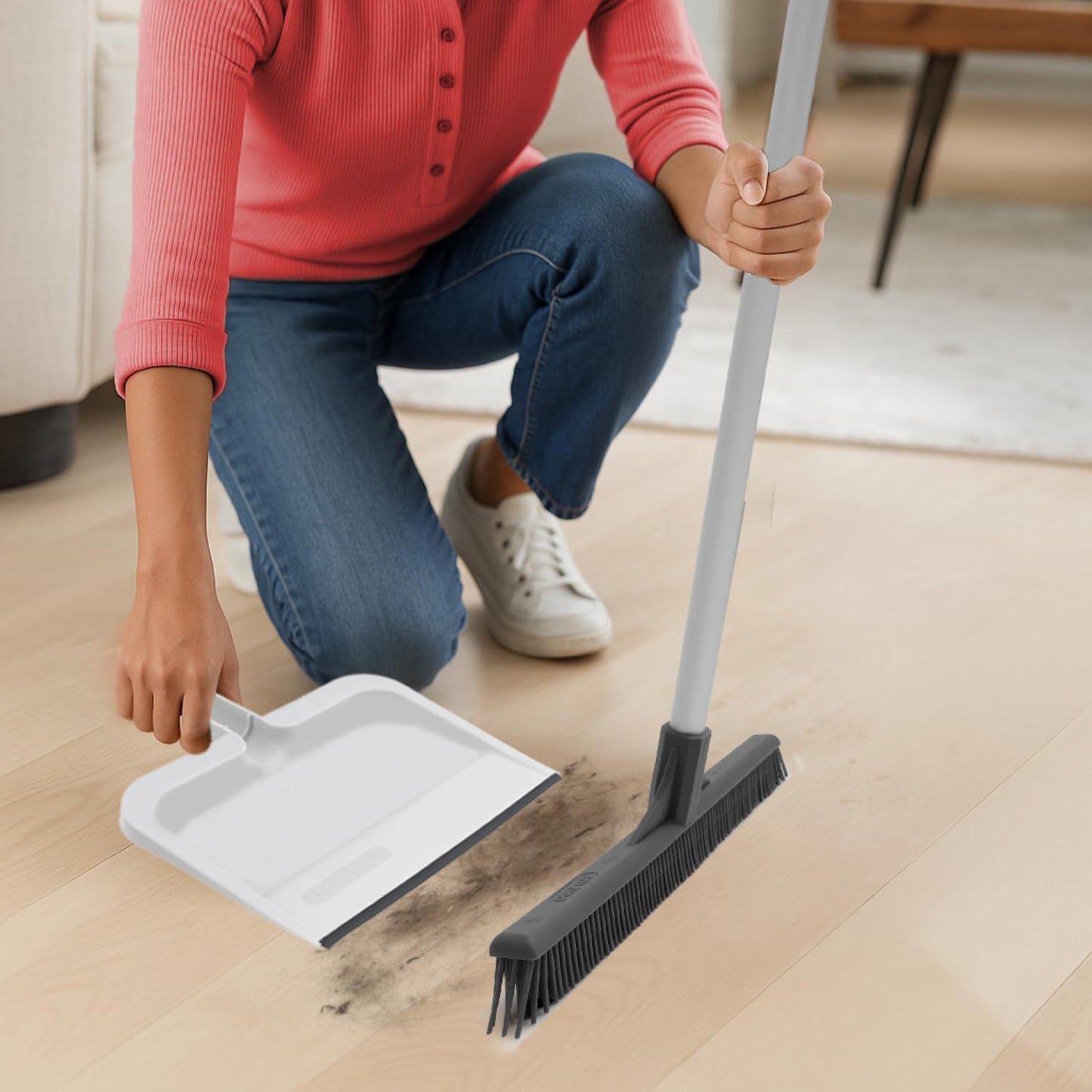 Superio Clip-On Dustpan with Rubber Lip - 10-inch Wide Durable Plastic Dust Pan with Comfort Grip Handle, White, 1-Pack