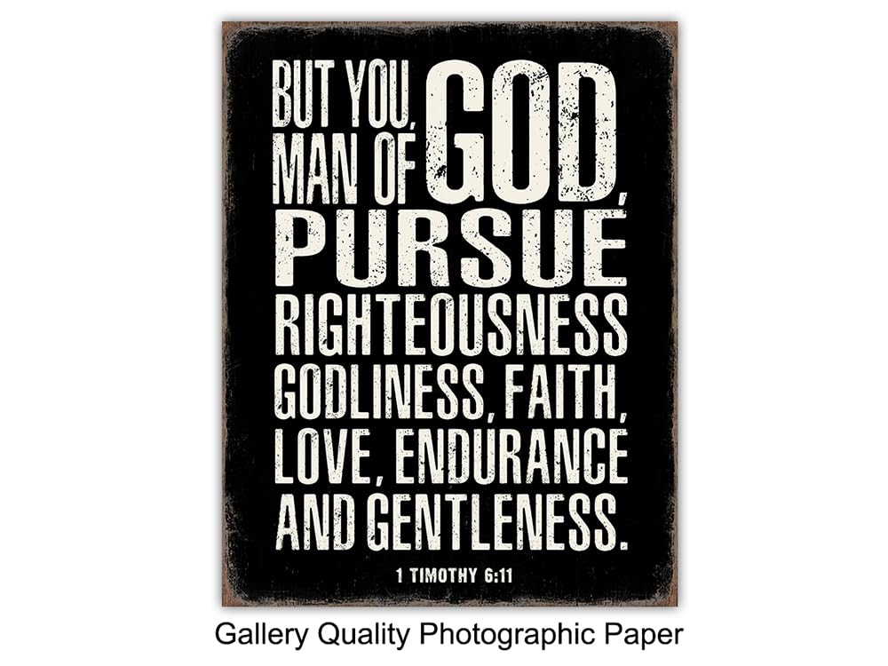 Christian Wall Art - Religious Wall Decor- Christian Gifts for Men - Motivational Quotes Scripture - Man cave Decor - Positive Quotes Wall Art - Inspirational Office Décor Print