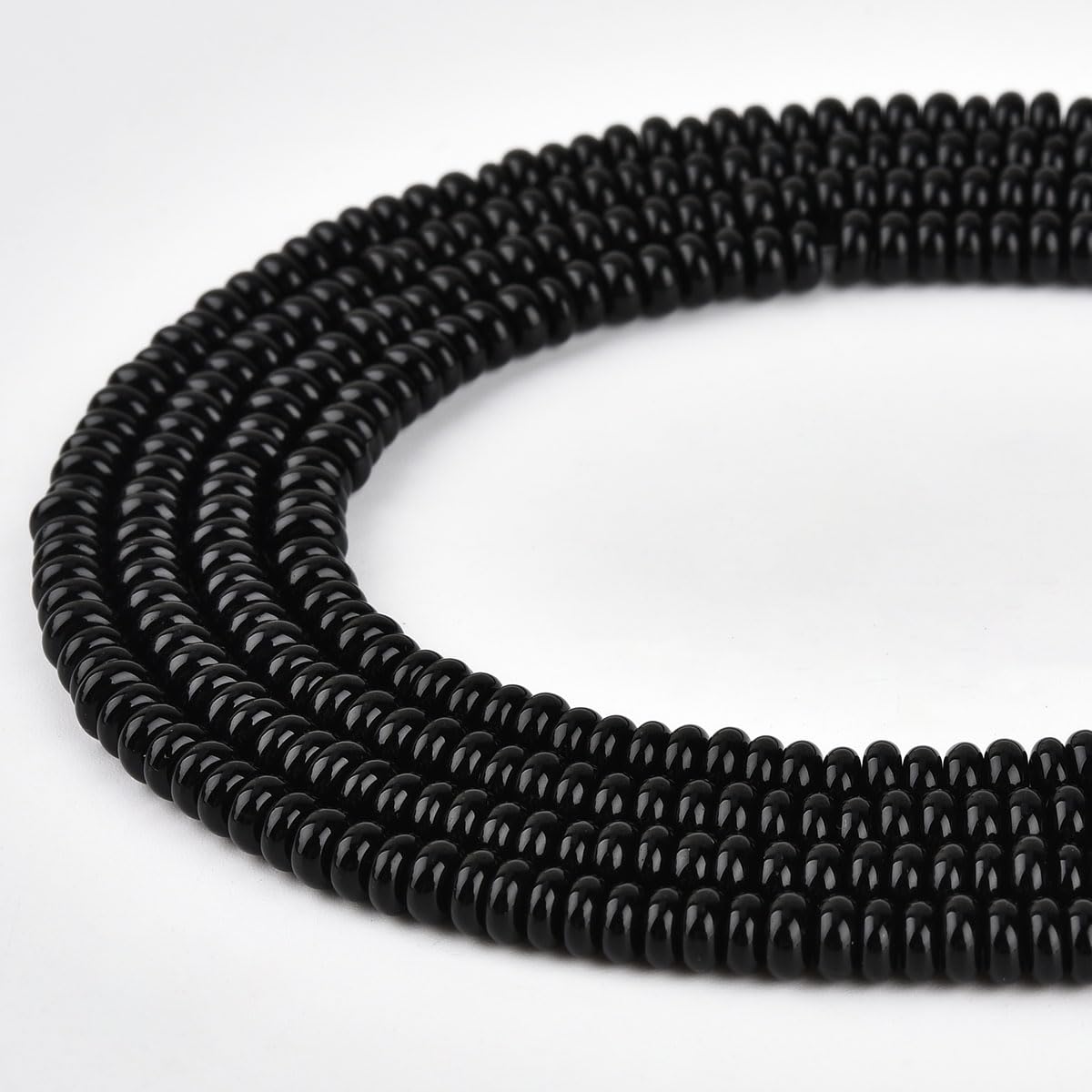 170pcs 4x2mm Natural Black Onyx Disk Rondelle Spacer Agate Stone Semi Precious Gemstone Loose Beads for Jewelry Making 15 Inch