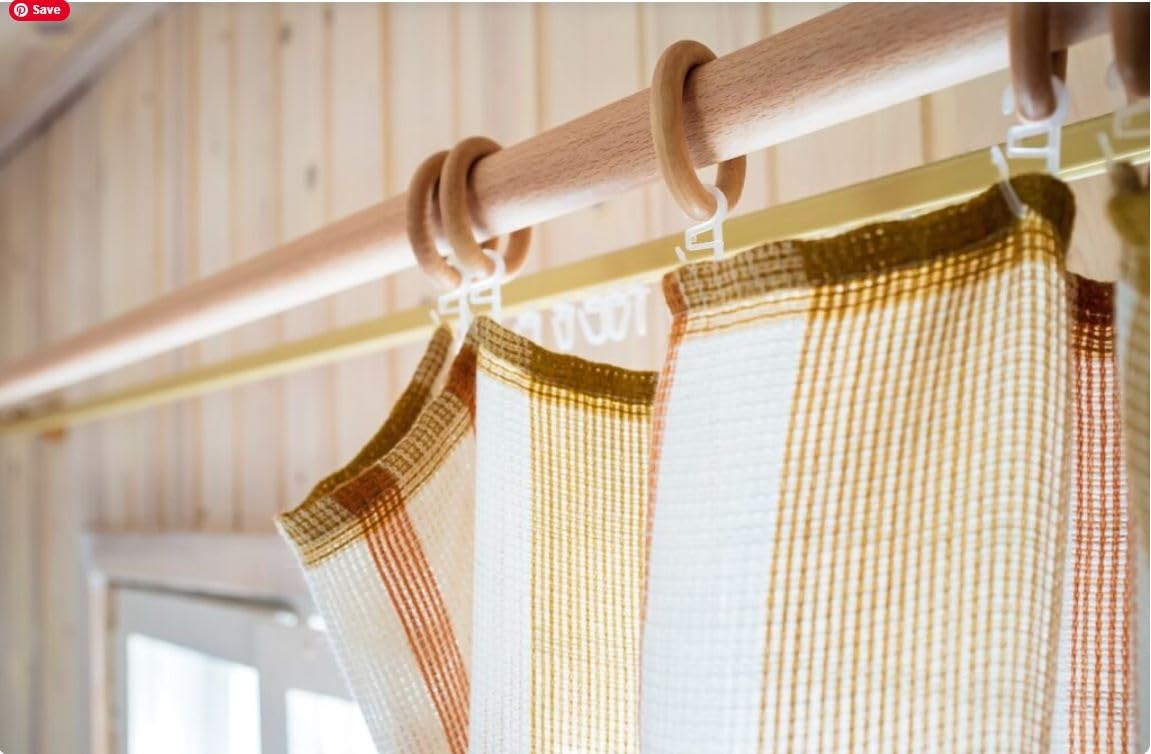 96 Pcs Wooden Drapery Curtain Rings with Metal Hooks – 3.5''Outer, 2.7" Inner Diameter – Beechwood Durable Wooden Drapery Rod Rings for 1-1.5 inch – Pack of 96