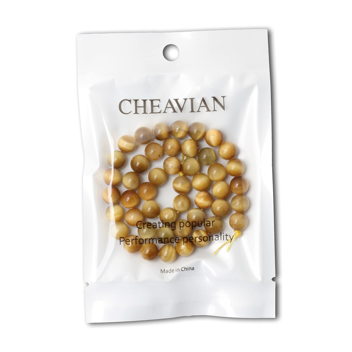 CHEAVIAN 45PCS 8mm Natural Golden Tiger Eye Stone Round Loose Beads for Jewelry Making DIY Bracelet Necklace Materials 1 Strand 15"