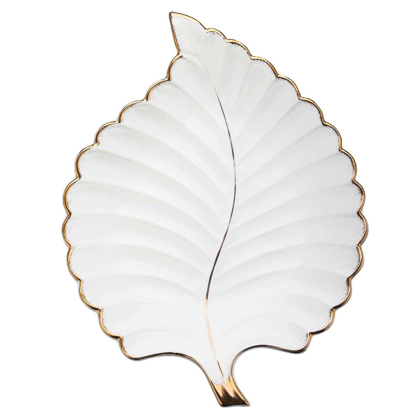 VanEnjoy Candy Dishes Decorative, Key Bowl for Entryway Table, White Ceramic Bowl Decorative, Decorative Bowl for Keys, Leaf Jewelry Plate Tray