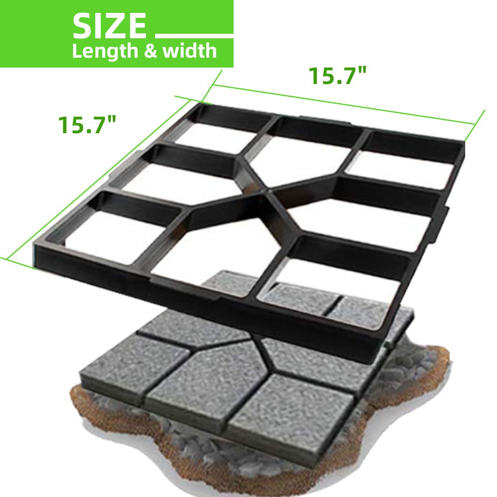 Walk Maker Reusable Concrete Molds 15.7"x15.7"x1.57" Paver Yard Patio Lawn Garden DIY Walkway Pavement Paving Moulds (Cross Square)