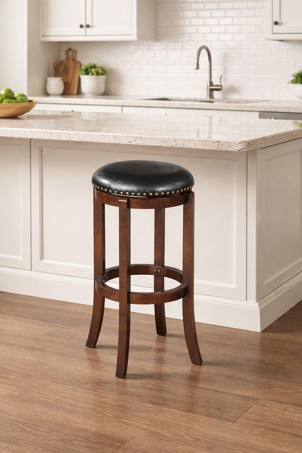 Boraam Cordova Bar Height Backless Swivel Kitchen Bar Stool - Cappuccino