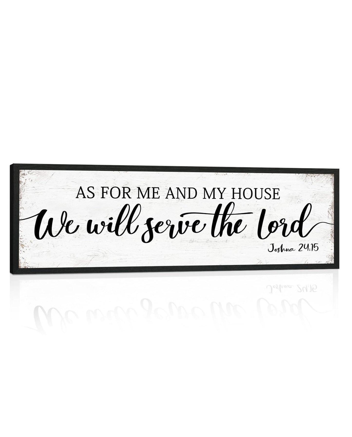 As for Me and My House We Will Serve the Lord Sign: Rustic Family Bedroom Signs Wall Decor Above Bed,Framed Country Wall Plaque Hanging Farmhouse Bible Verse Sign Christian Art Gifts 12" x 40"