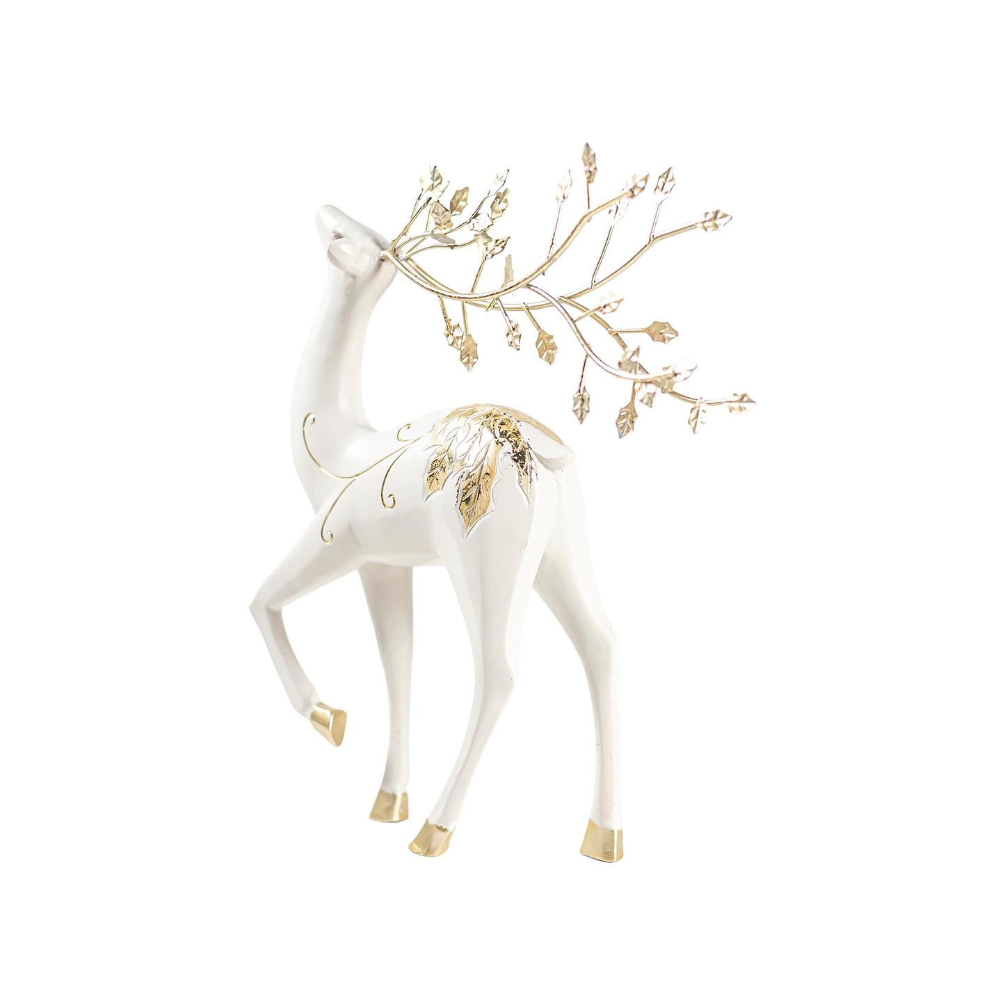 AGKZNTQP 2Pcs Resin Reindeer Figurine Set – Elegant Christmas Reindeer Ornaments, Decorative Reindeer Sculptures for Home, Living Room, Desktop, Office, and Holiday Tabletop Decor