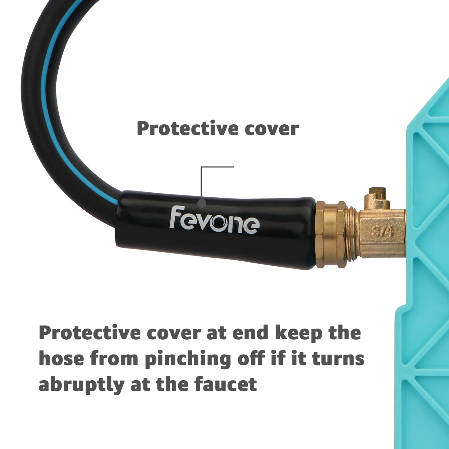 Fevone 3 ft Garden Hose Male to Female, Hose Reel Connector Hose 3 ft, Lead Hose for Hose Reel, 5/8 Inner Diameter Hose, 3/4 Brass Fittings
